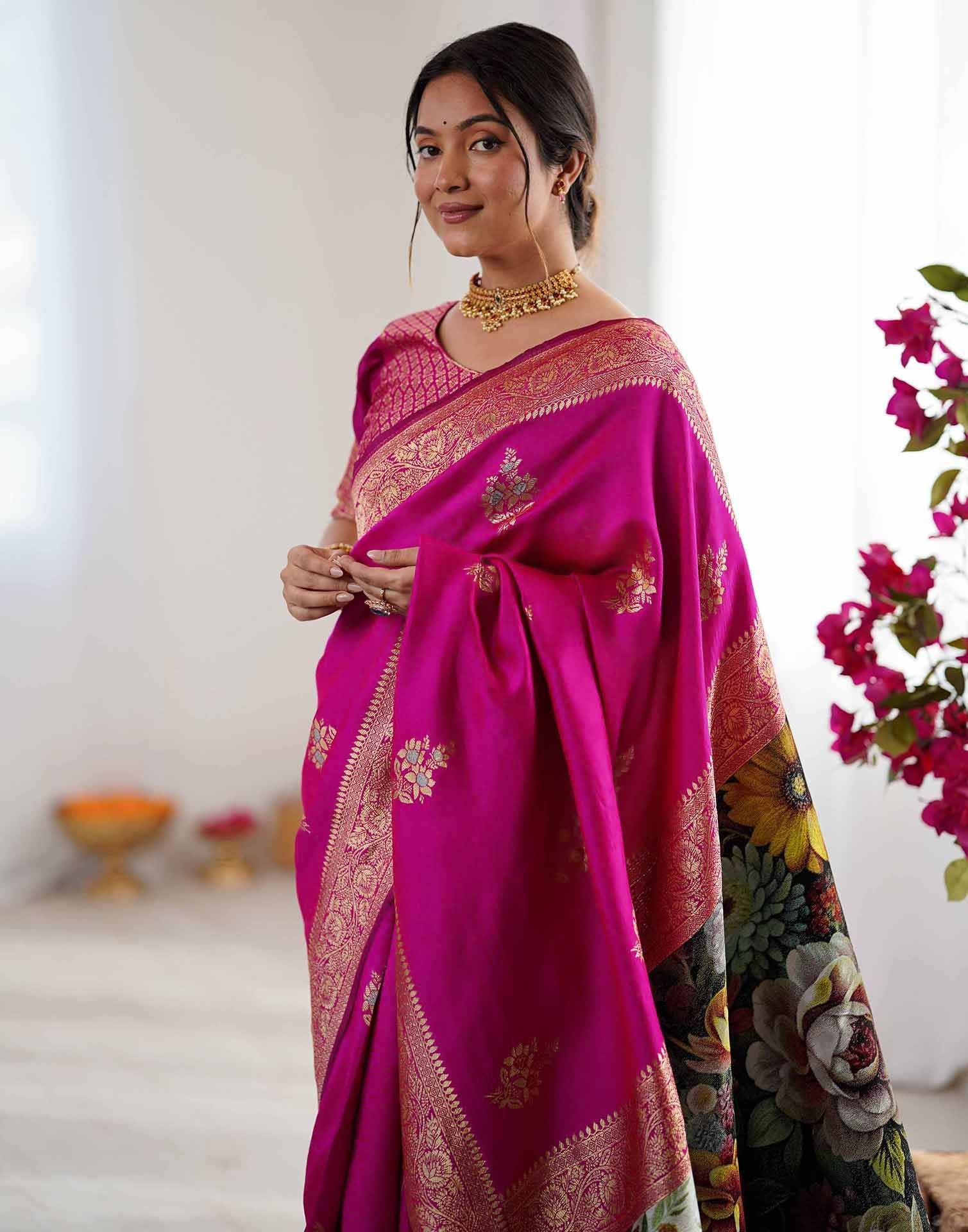 Pink Silk Woven Saree