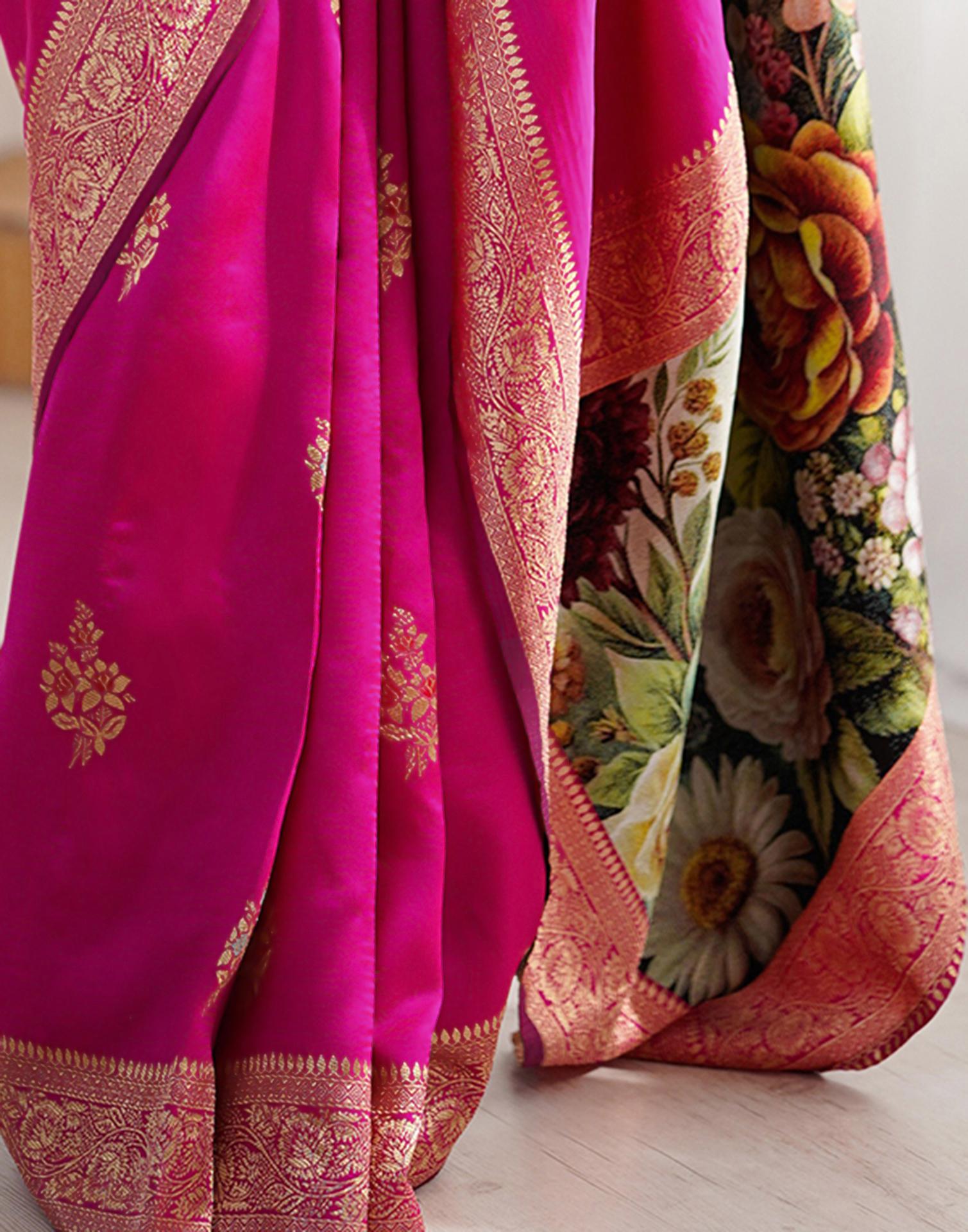 Pink Silk Woven Saree