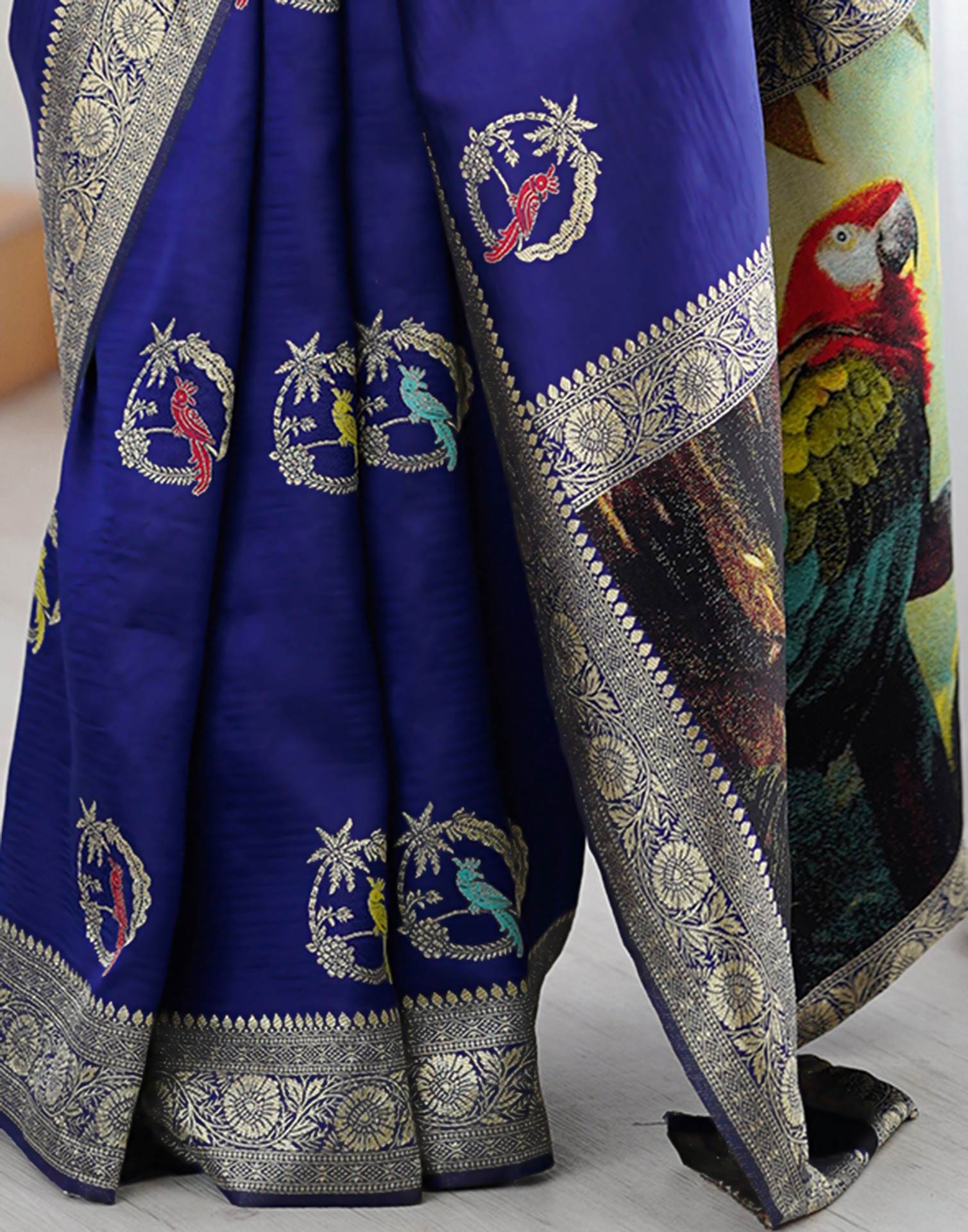 Navy Blue Silk Woven Saree