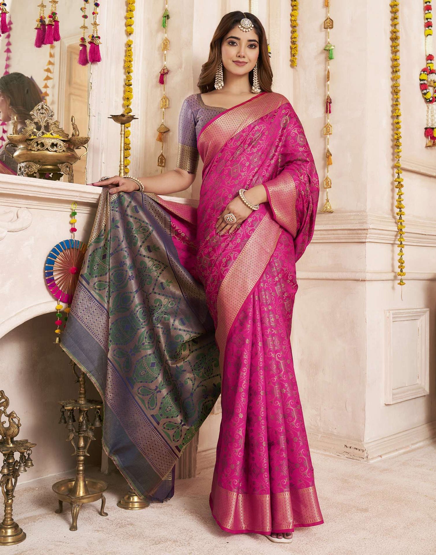 Magenta Silk Woven Patola Saree