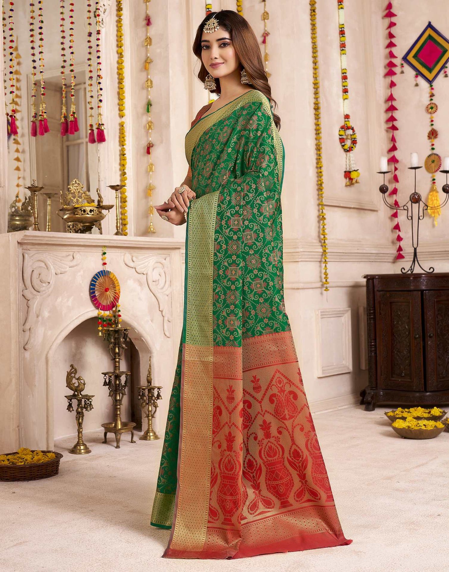 Green Silk Woven Patola Saree