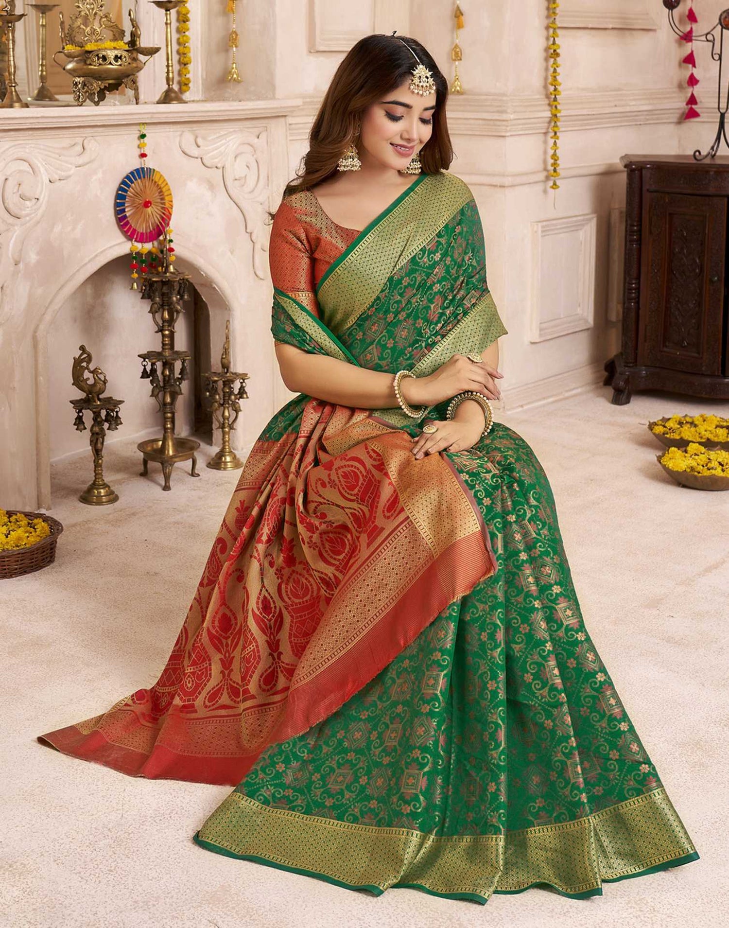 Green Silk Woven Patola Saree