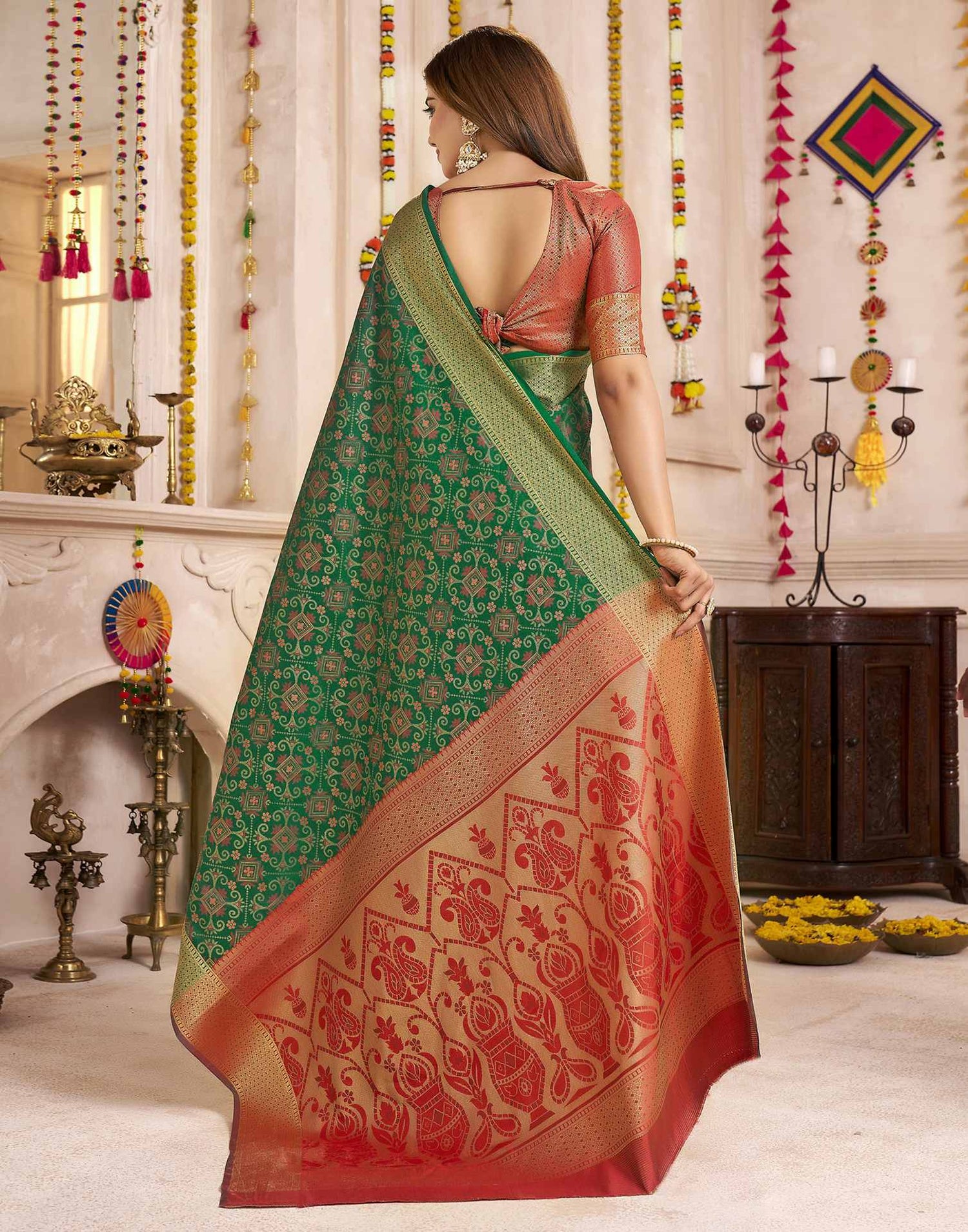 Green Silk Woven Patola Saree