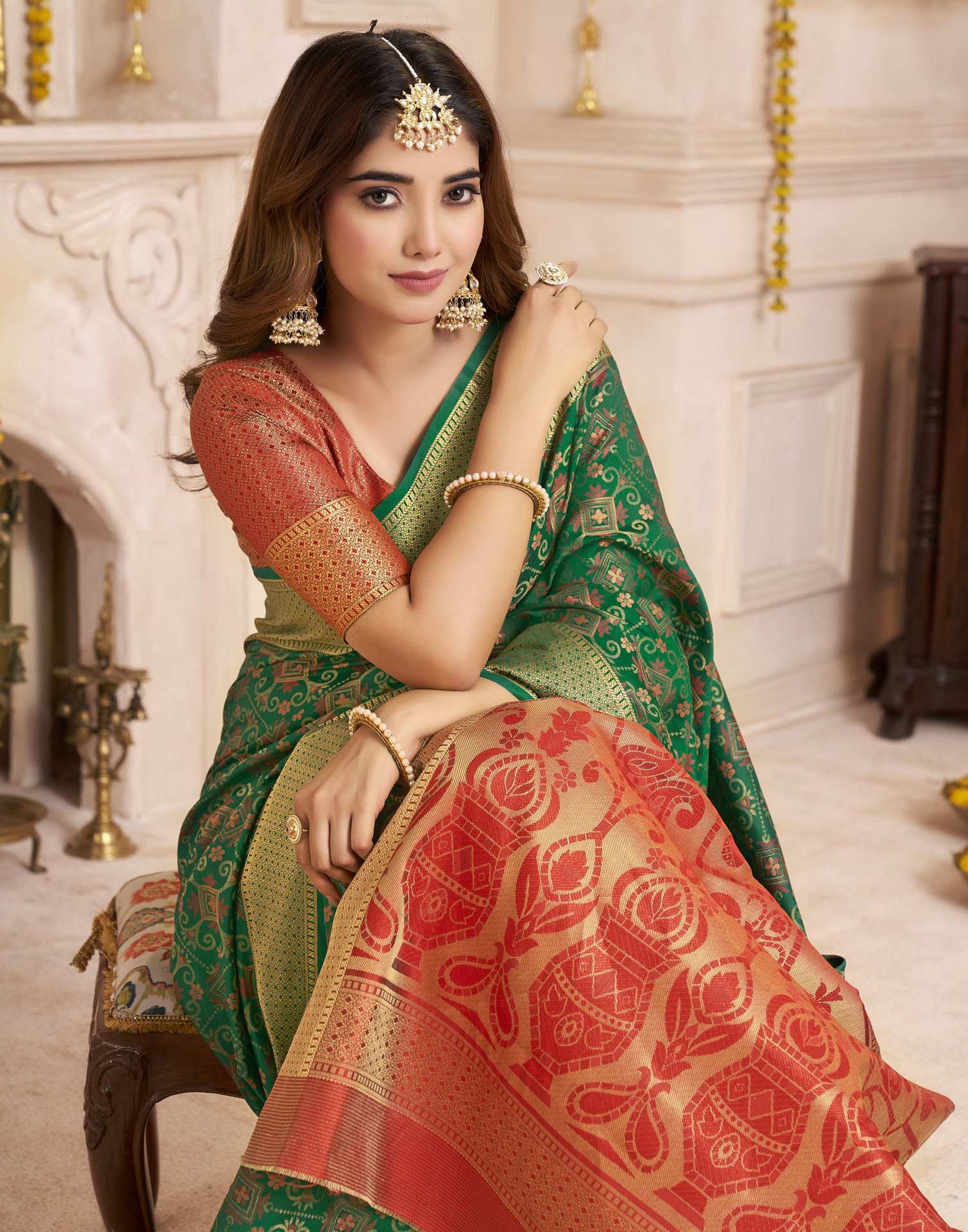 Green Silk Woven Patola Saree