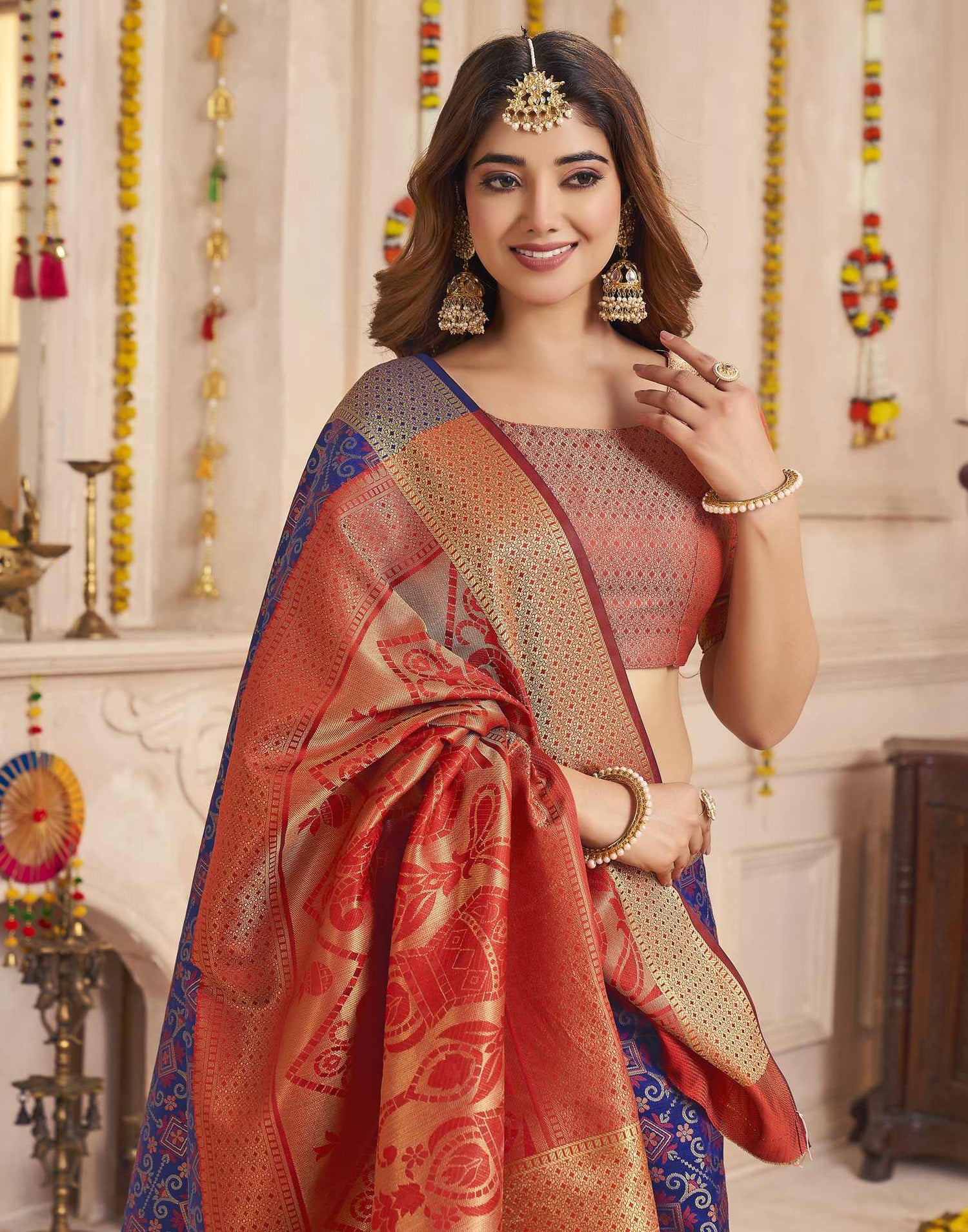 Navy Blue Silk Woven Patola Saree