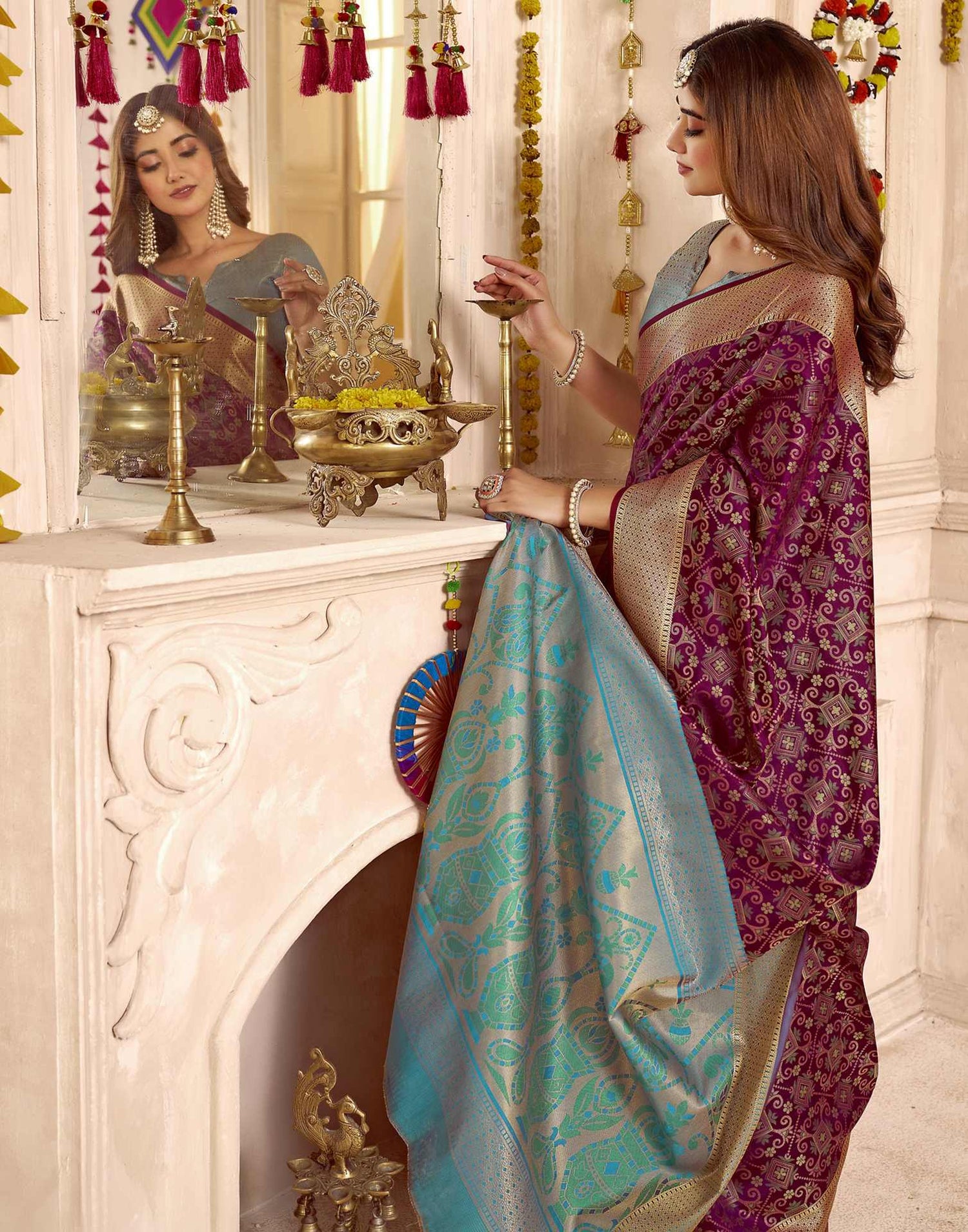 Dark Purple Silk Woven Patola Saree