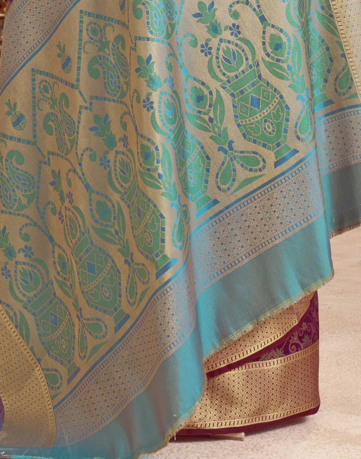 Dark Purple Silk Woven Patola Saree