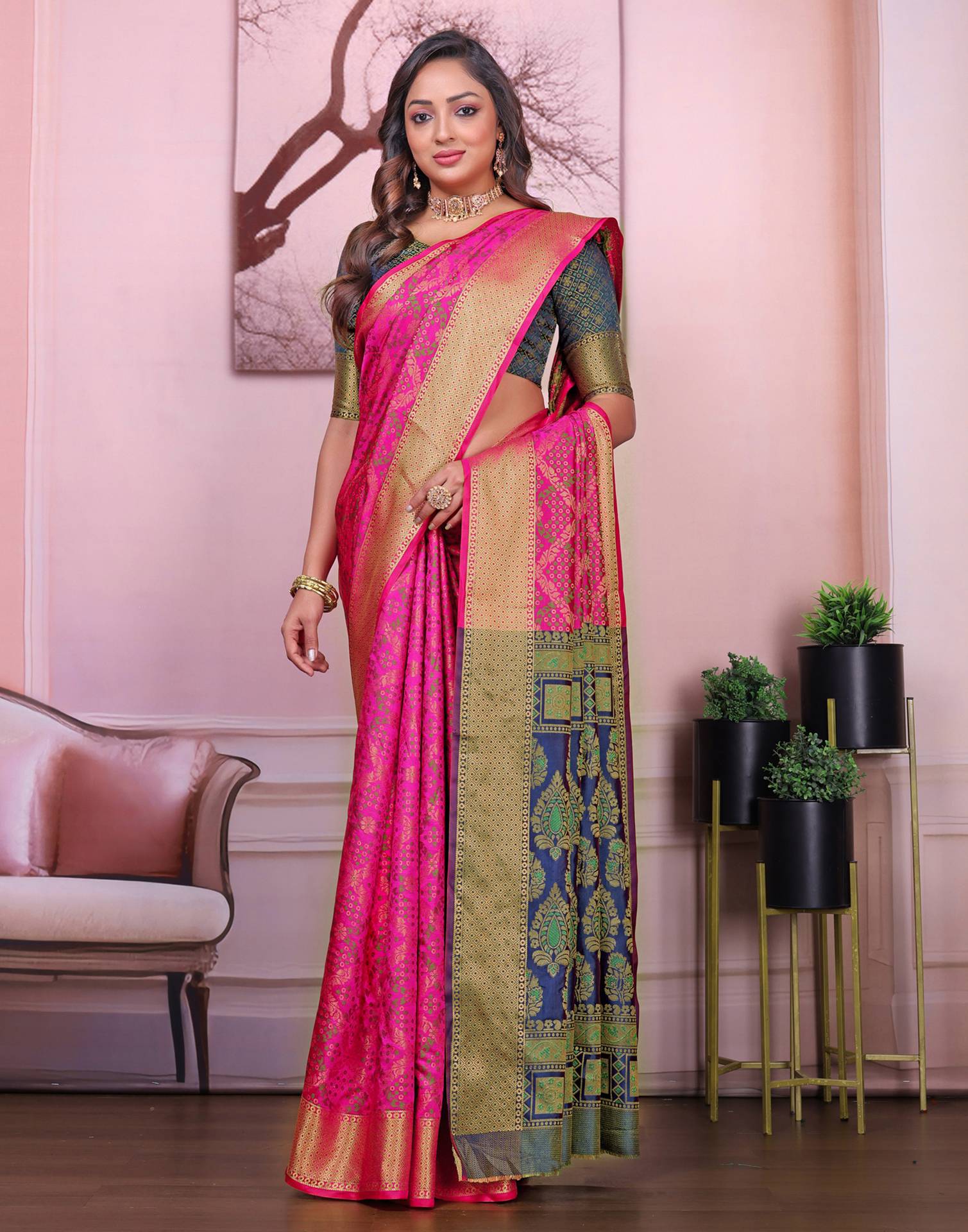 Magenta Silk Woven Patola Saree