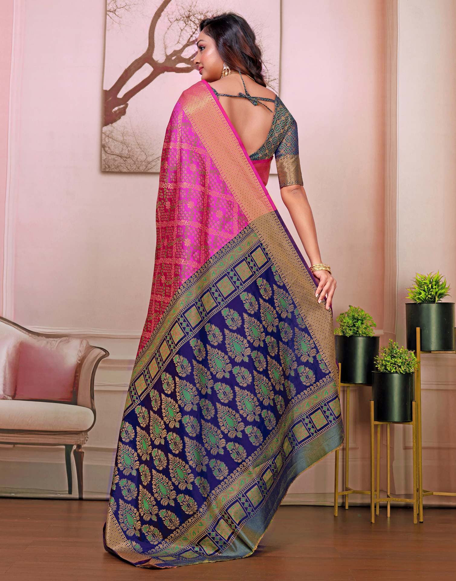 Magenta Silk Woven Patola Saree