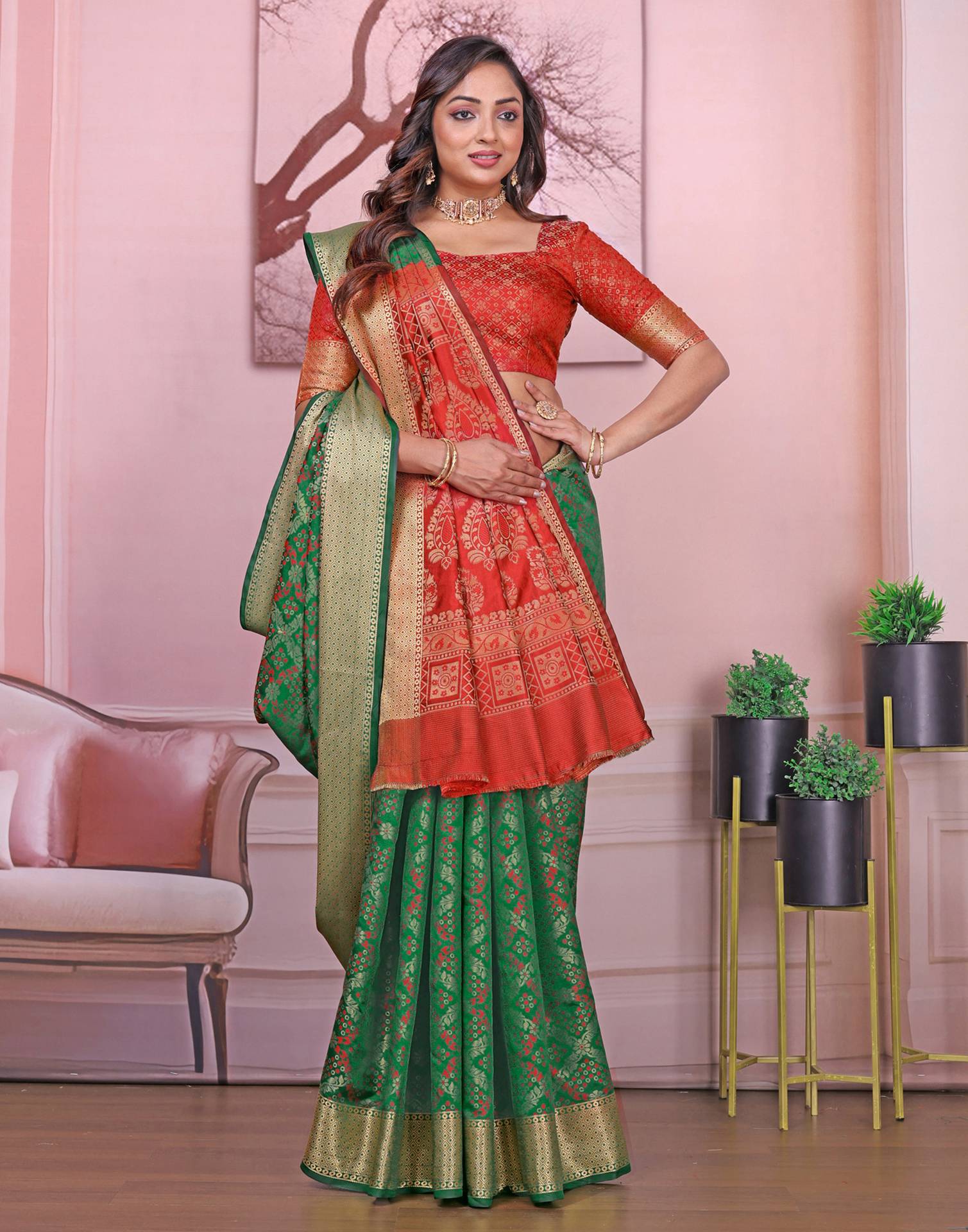 Green Silk Woven Patola Saree