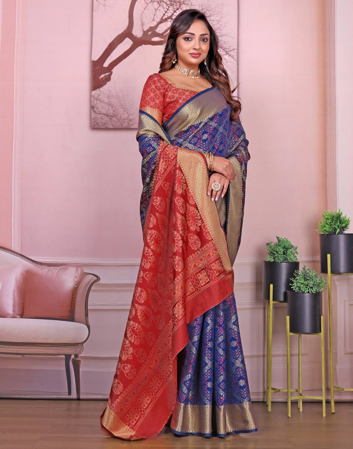 Navy Blue Silk Woven Patola Saree