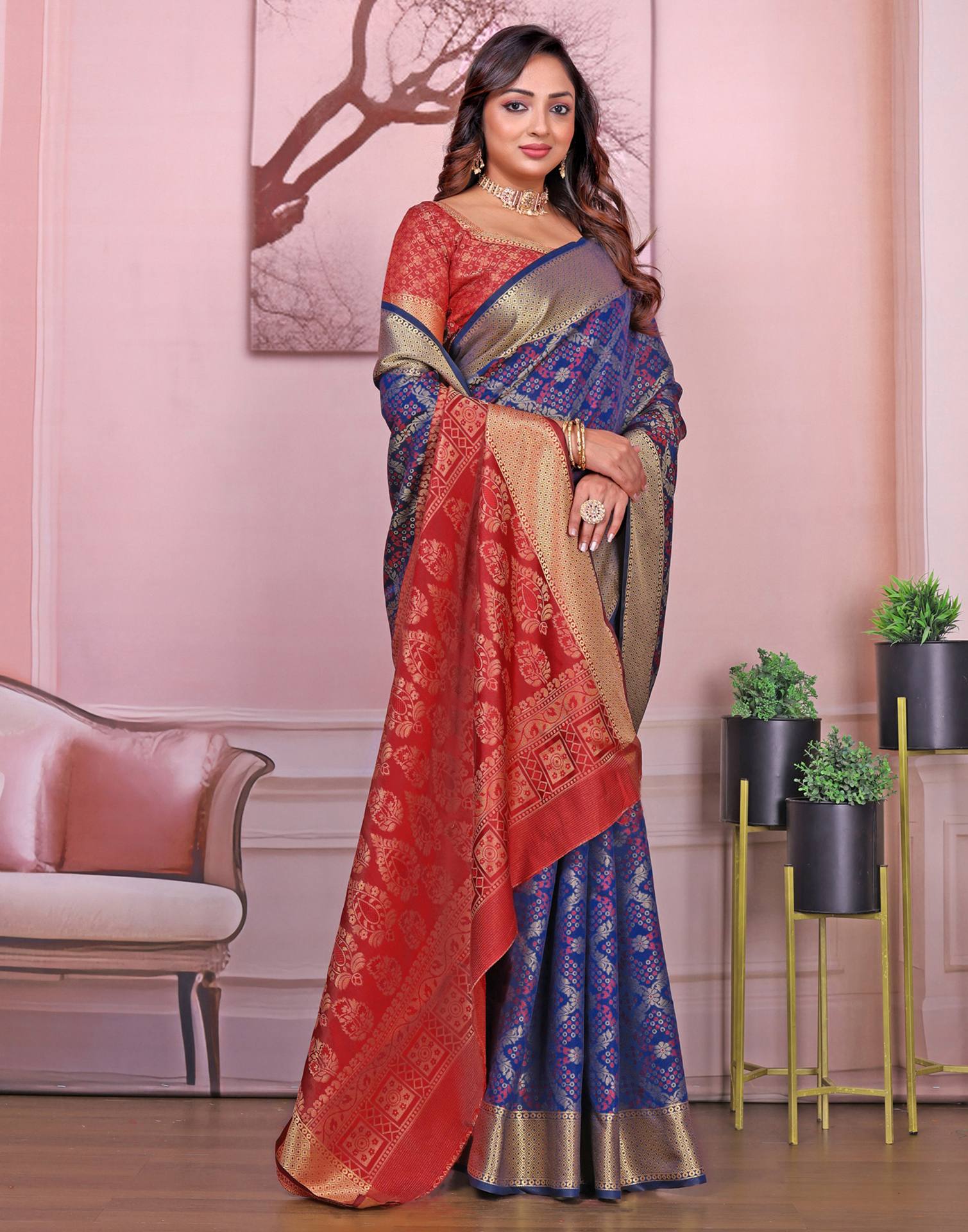 Navy Blue Silk Woven Patola Saree