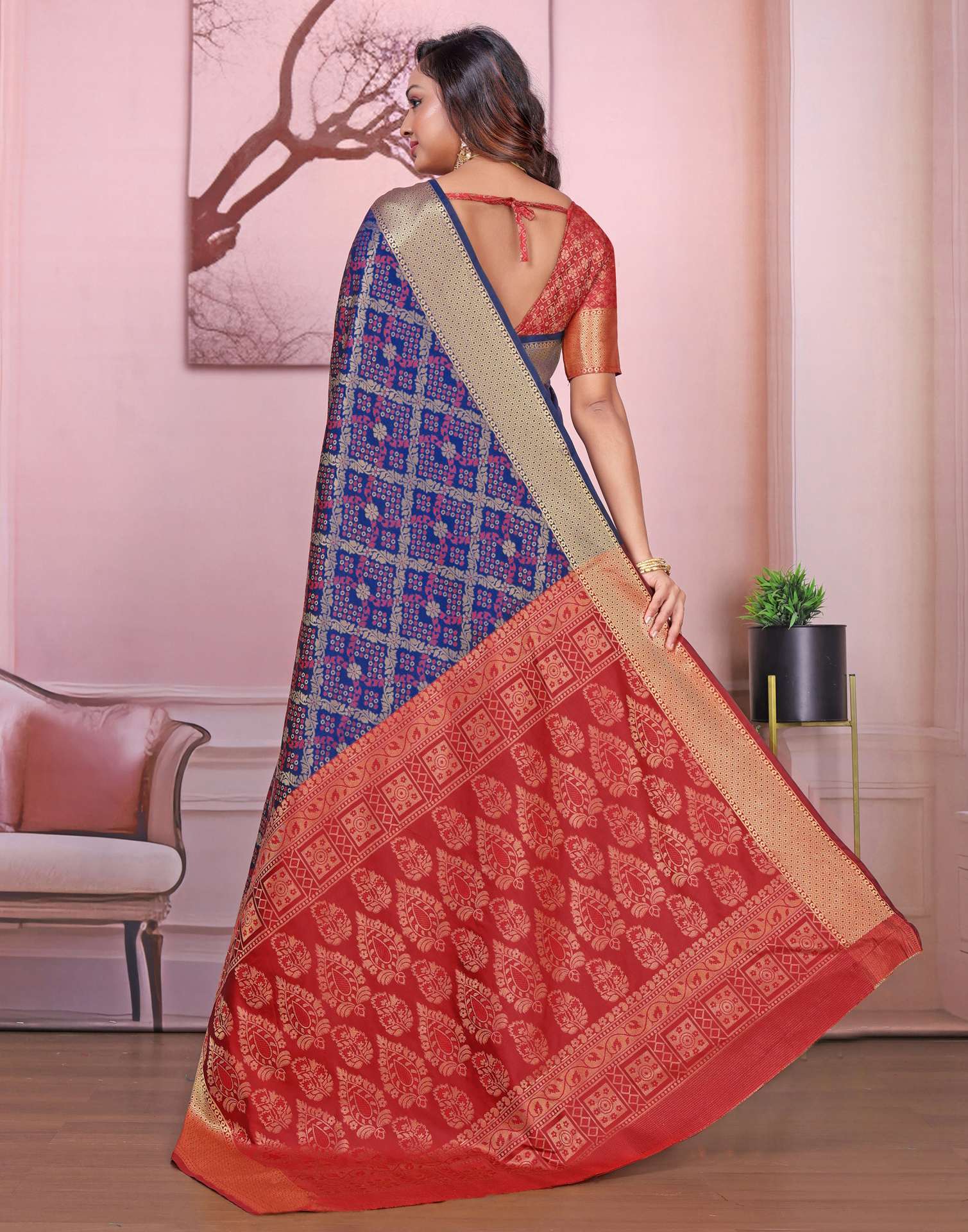 Navy Blue Silk Woven Patola Saree