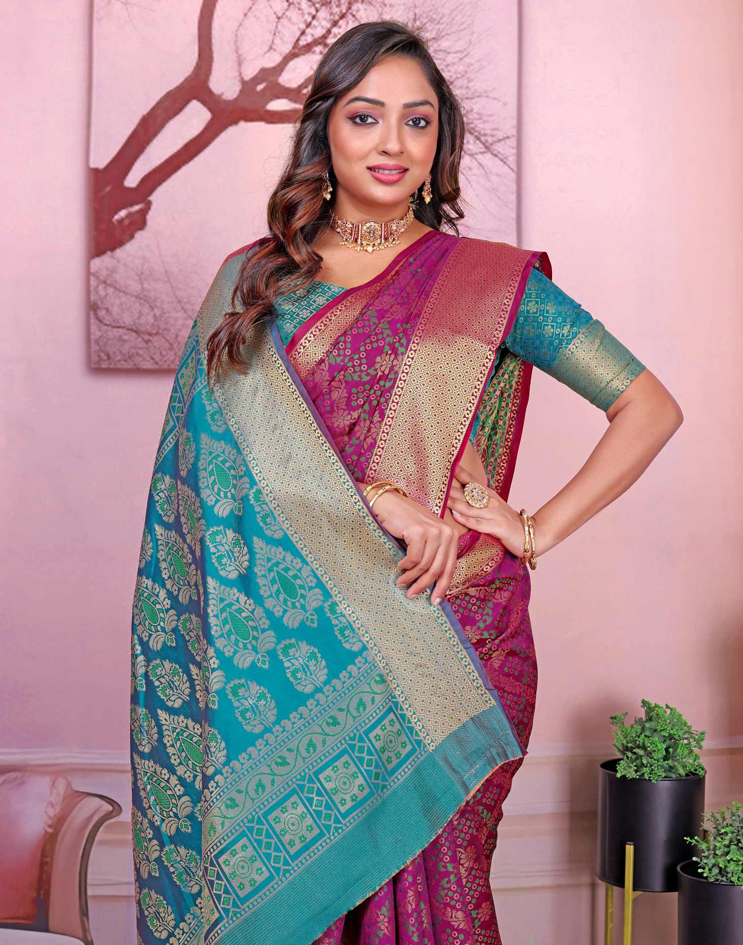 Dark Purple Silk Woven Patola Saree