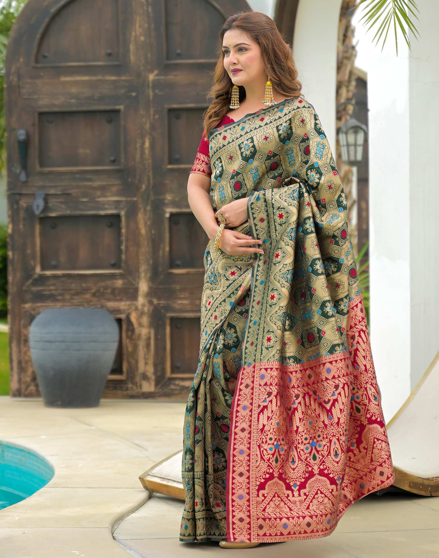 Green Silk Woven Banarasi Saree