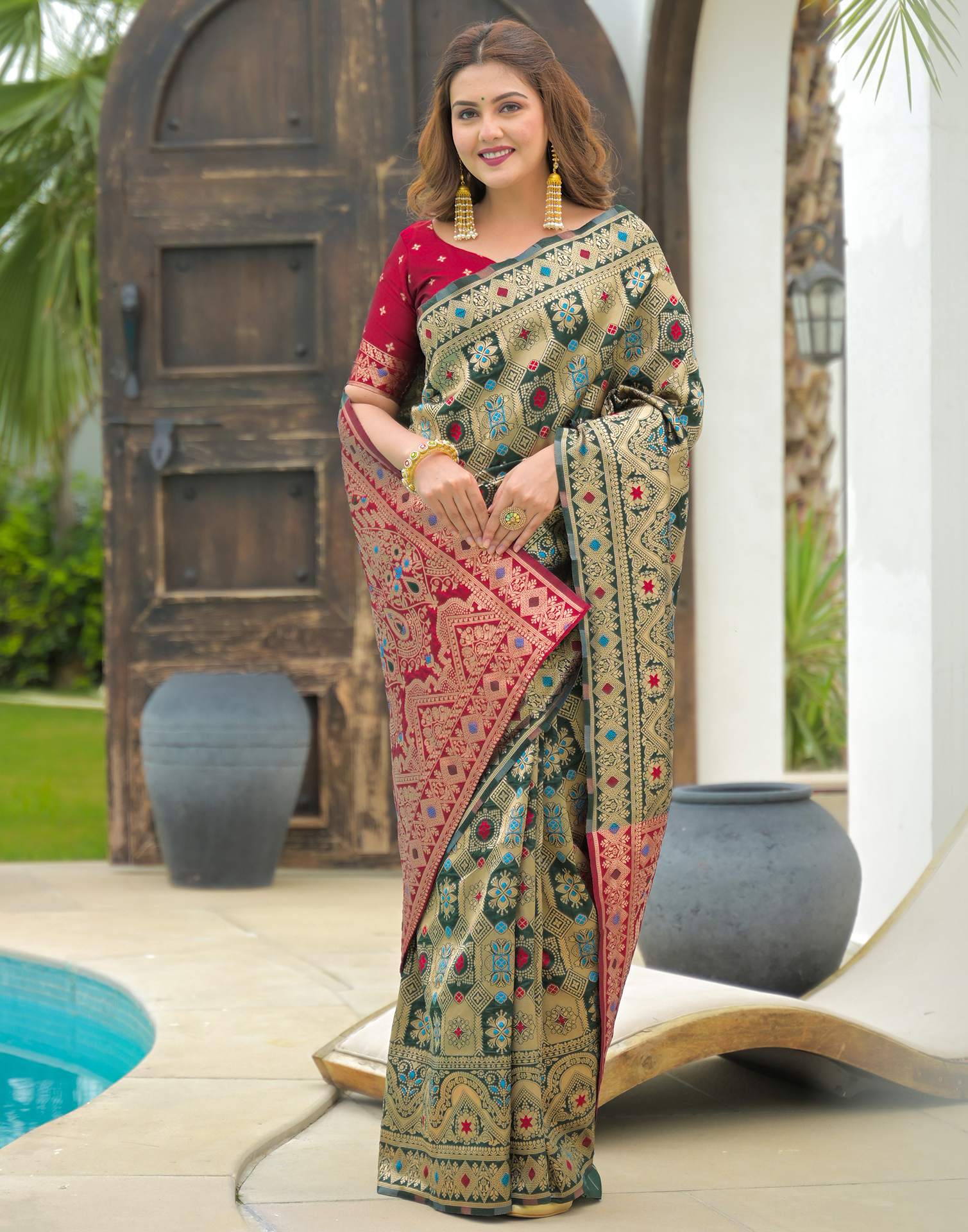 Green Silk Woven Banarasi Saree