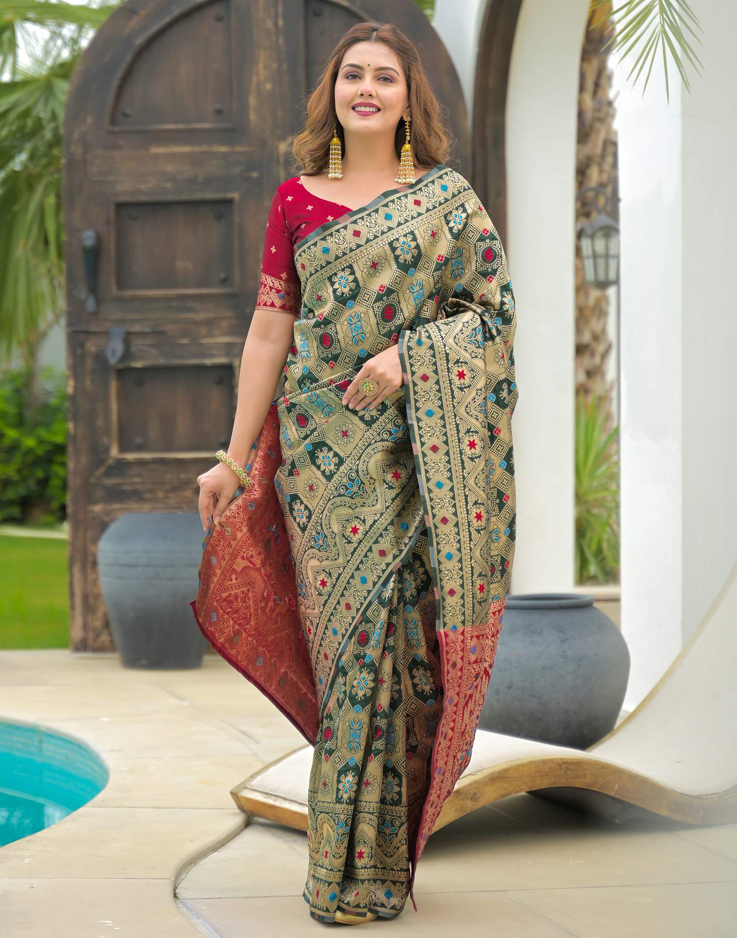 Green Silk Woven Banarasi Saree