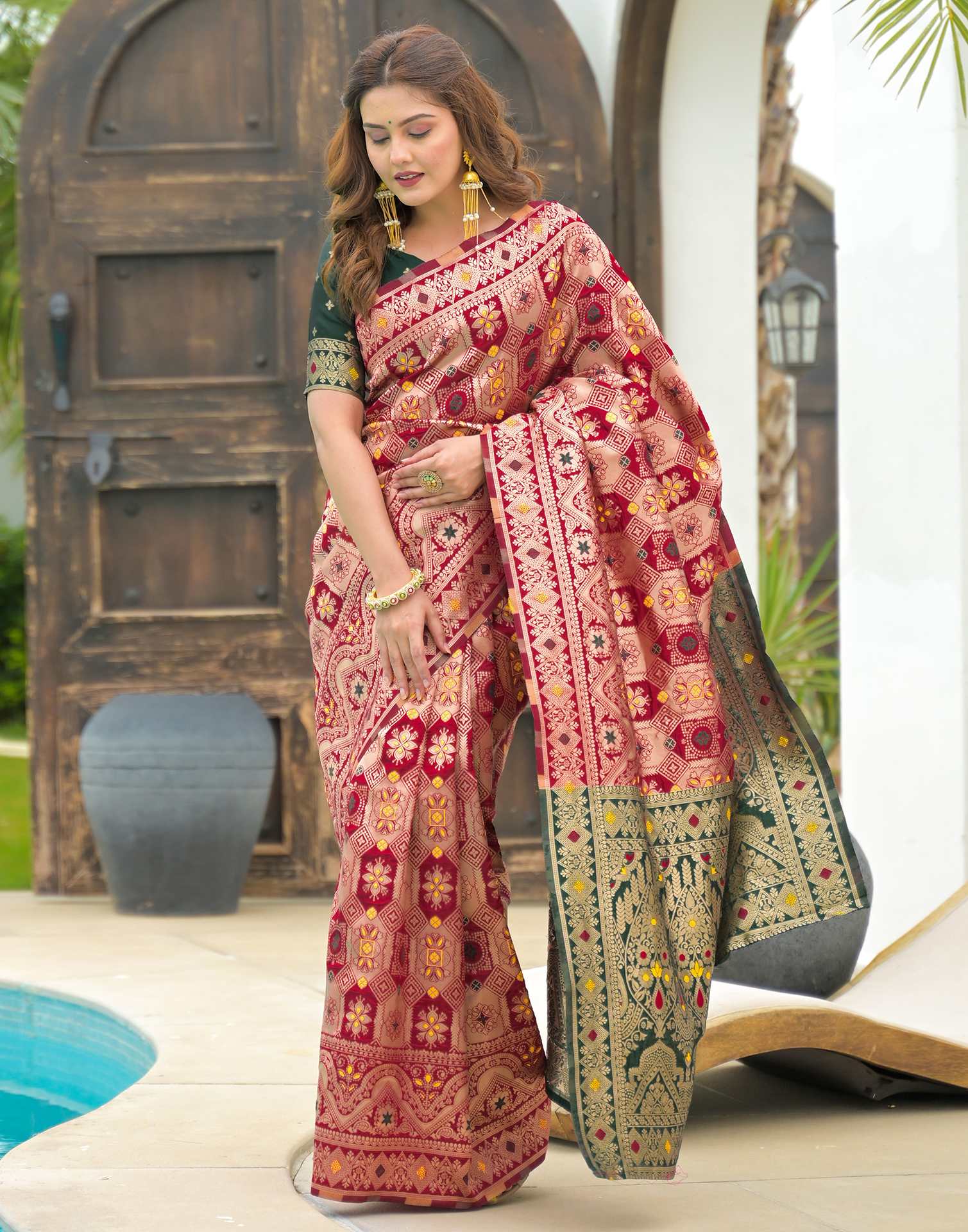 Red Silk Woven Banarasi Saree