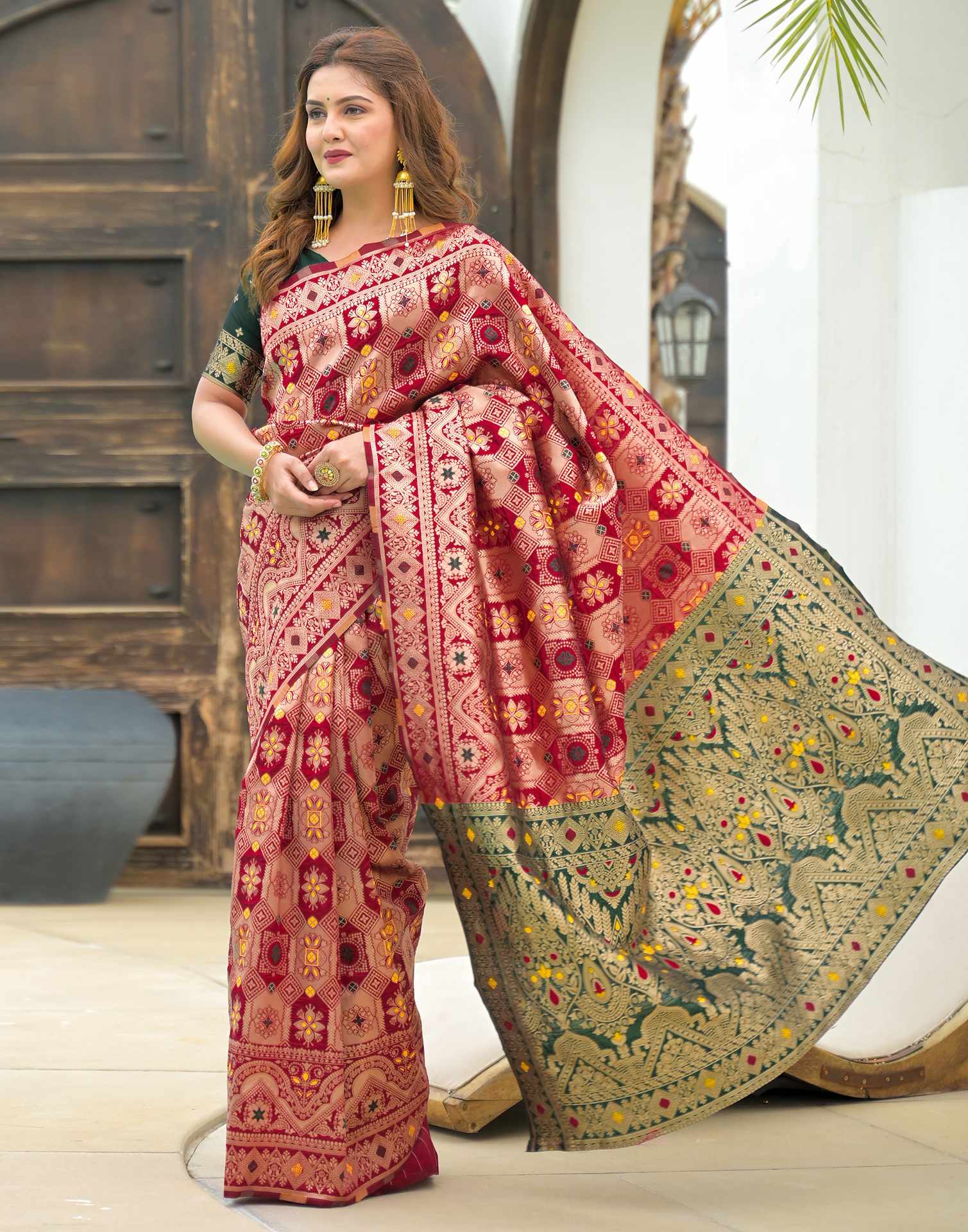 Red Silk Woven Banarasi Saree