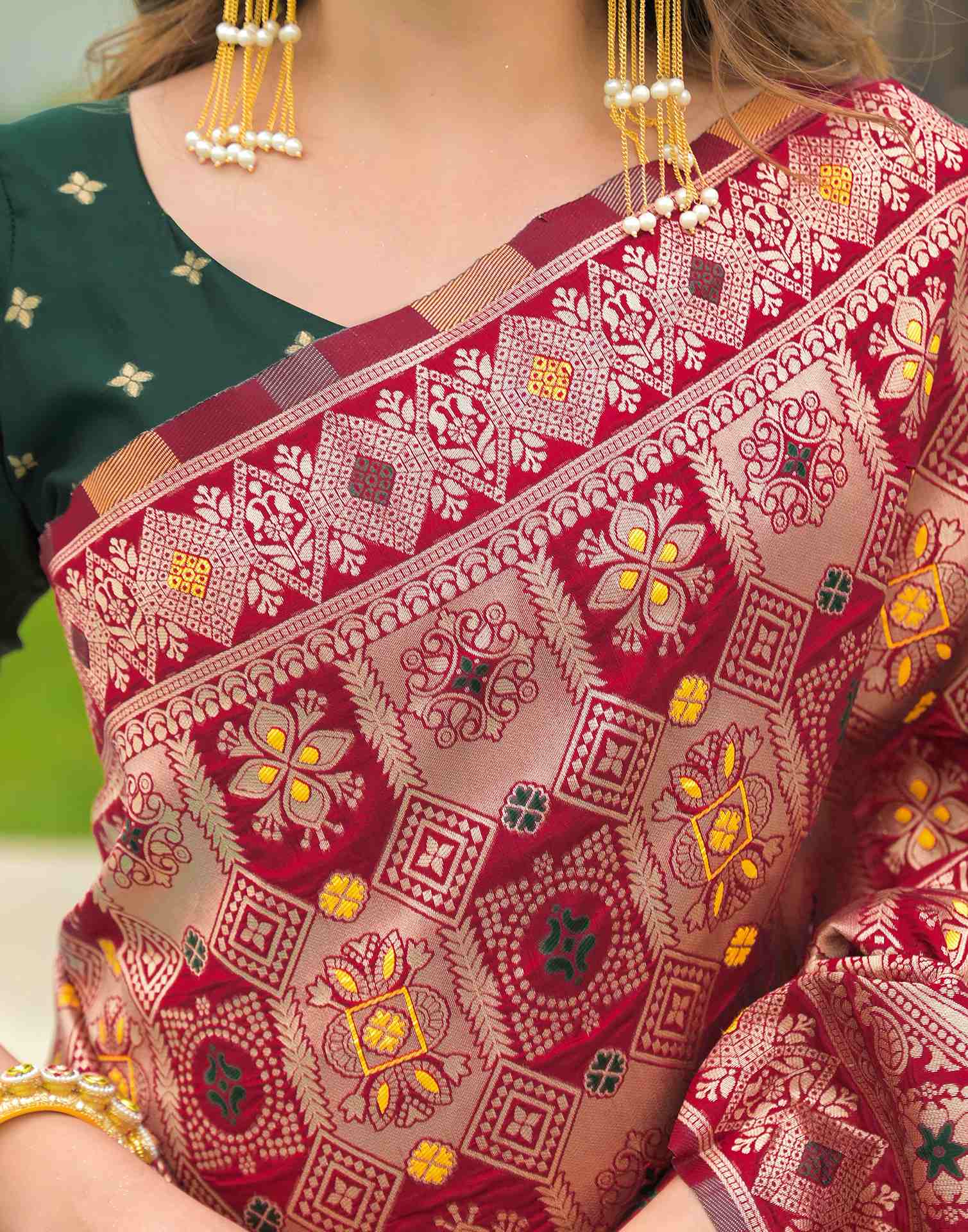 Red Silk Woven Banarasi Saree