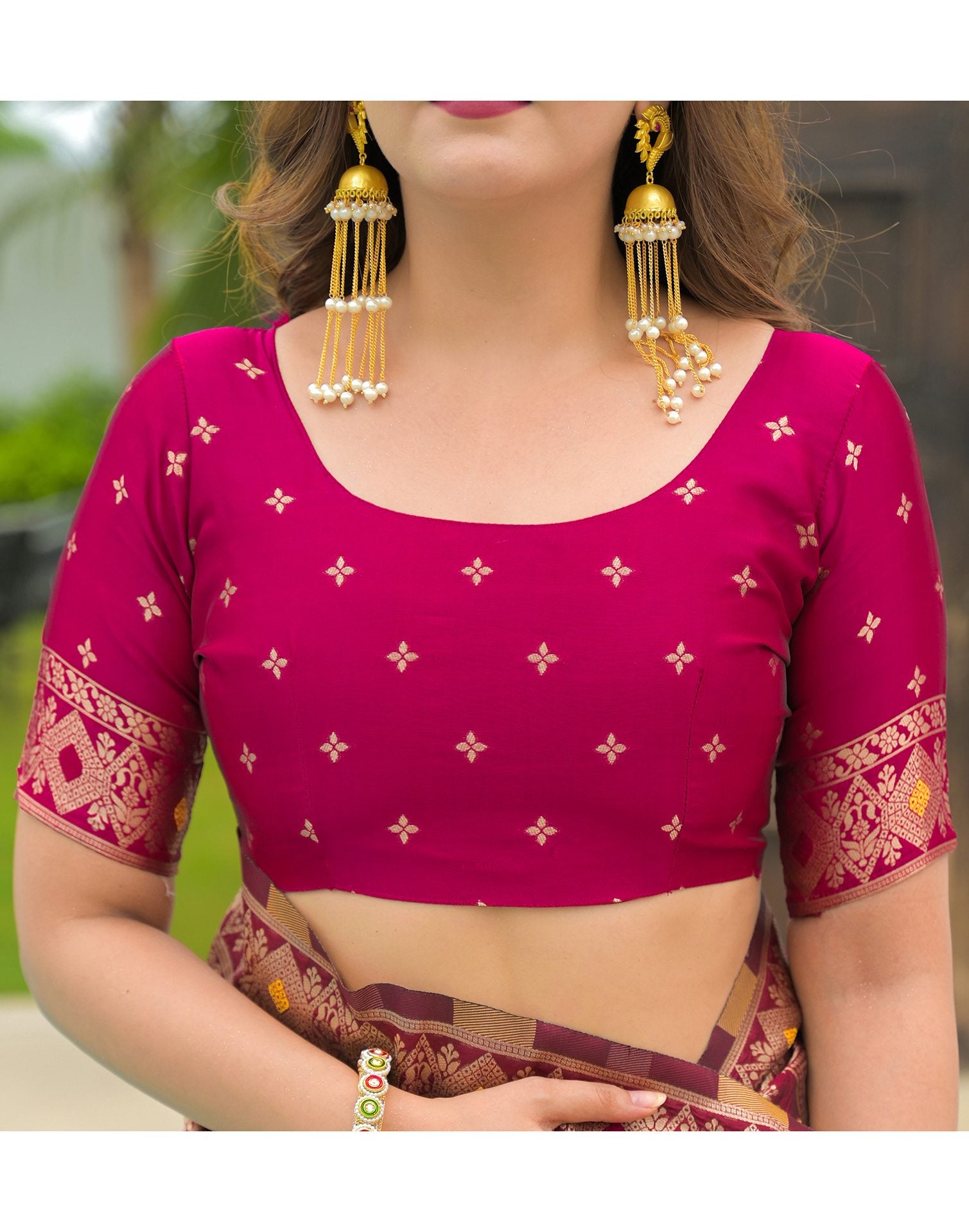 Rama Blue Silk Woven Banarasi Saree