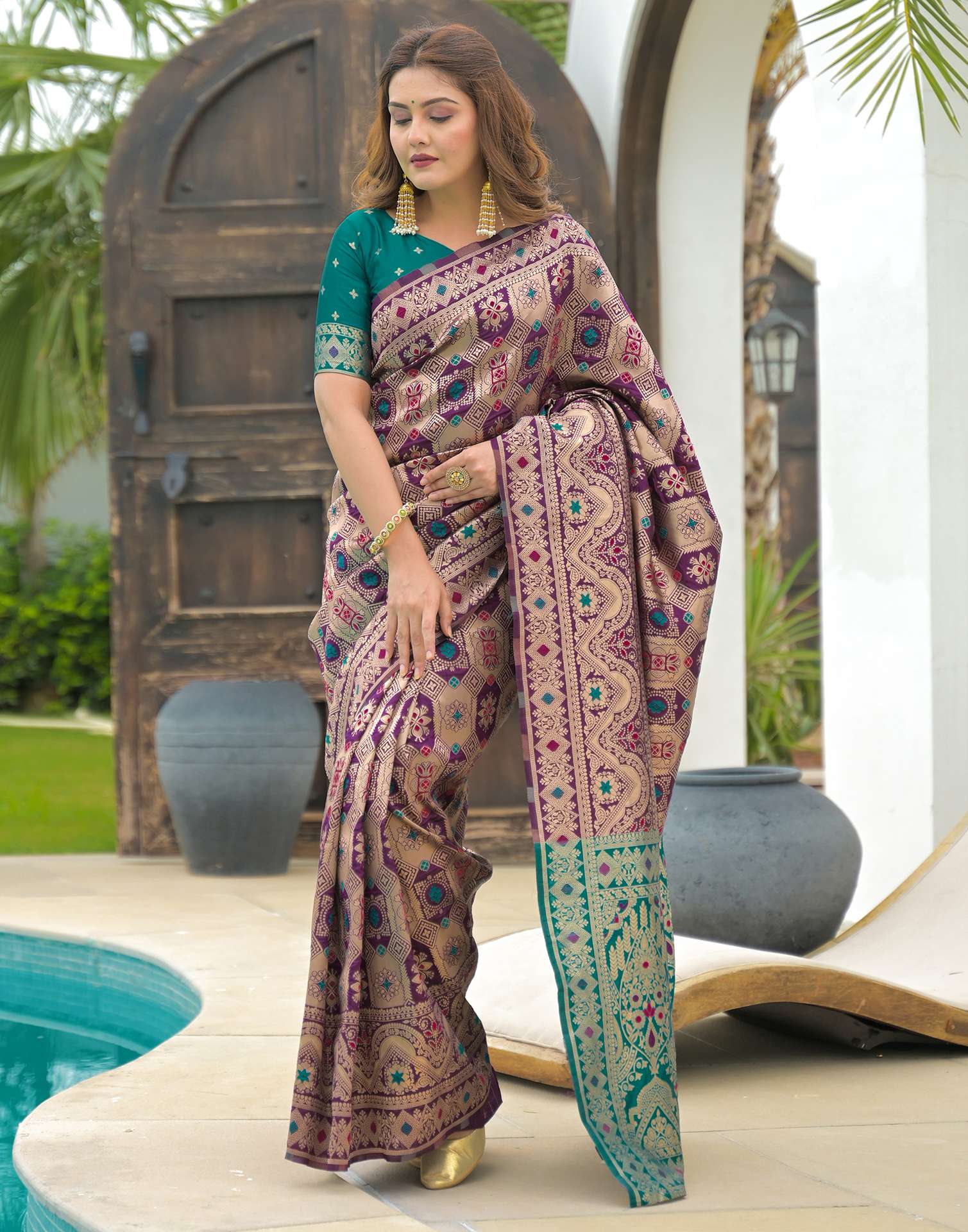 Purple Silk Woven Banarasi Saree