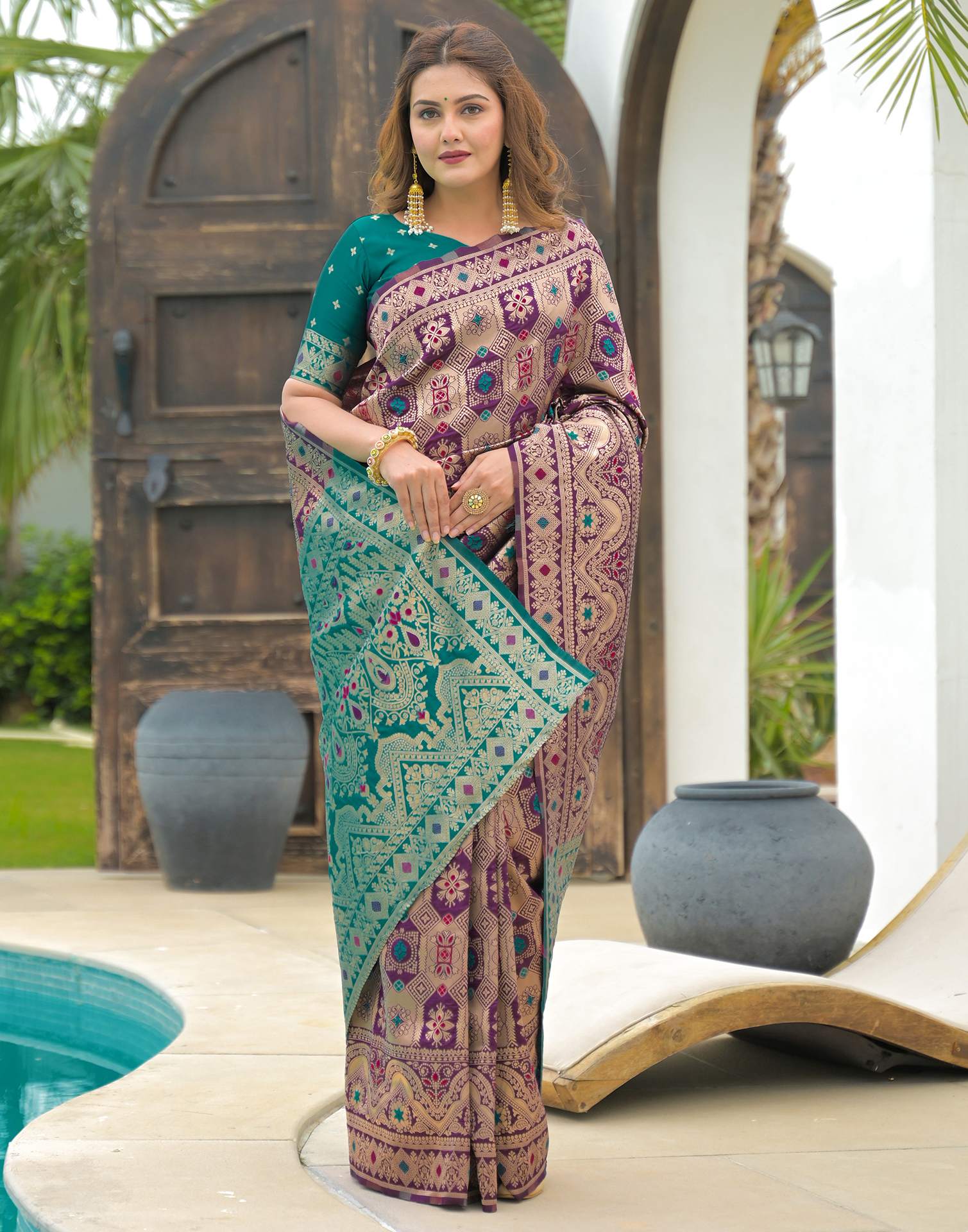 Purple Silk Woven Banarasi Saree