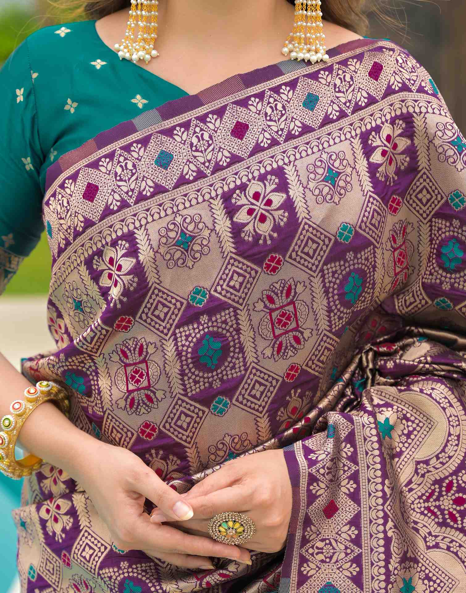 Purple Silk Woven Banarasi Saree
