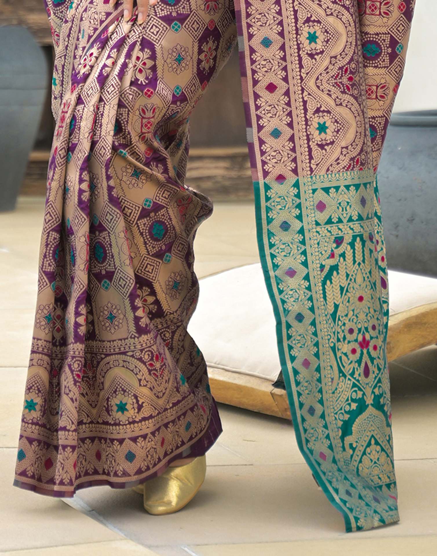 Purple Silk Woven Banarasi Saree