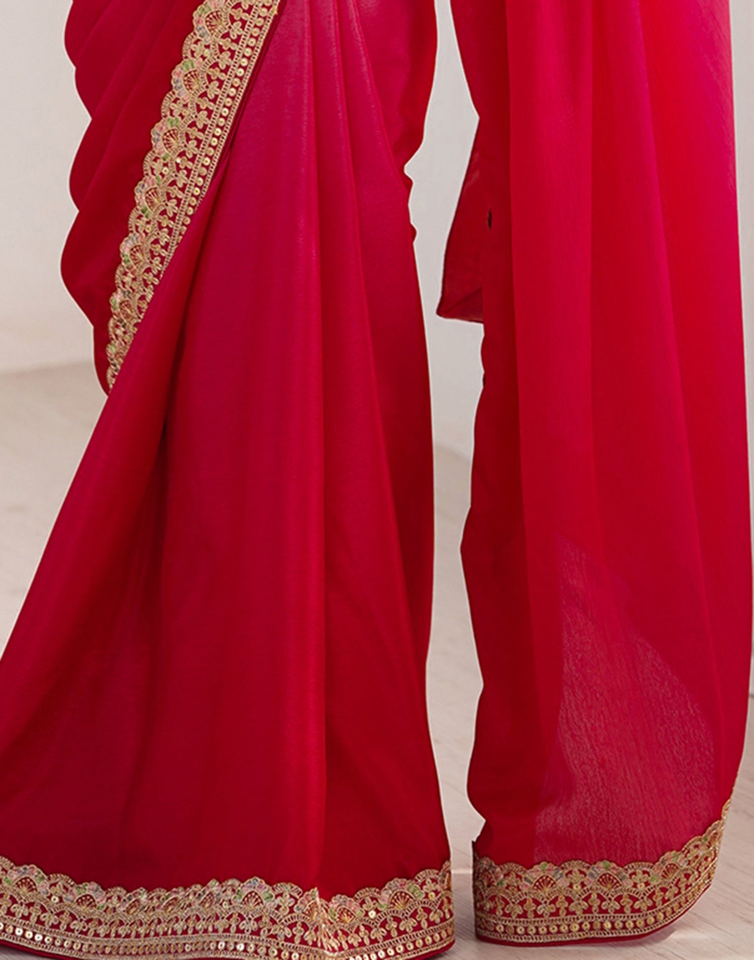 Pink Chinnon Sequence Lace Saree