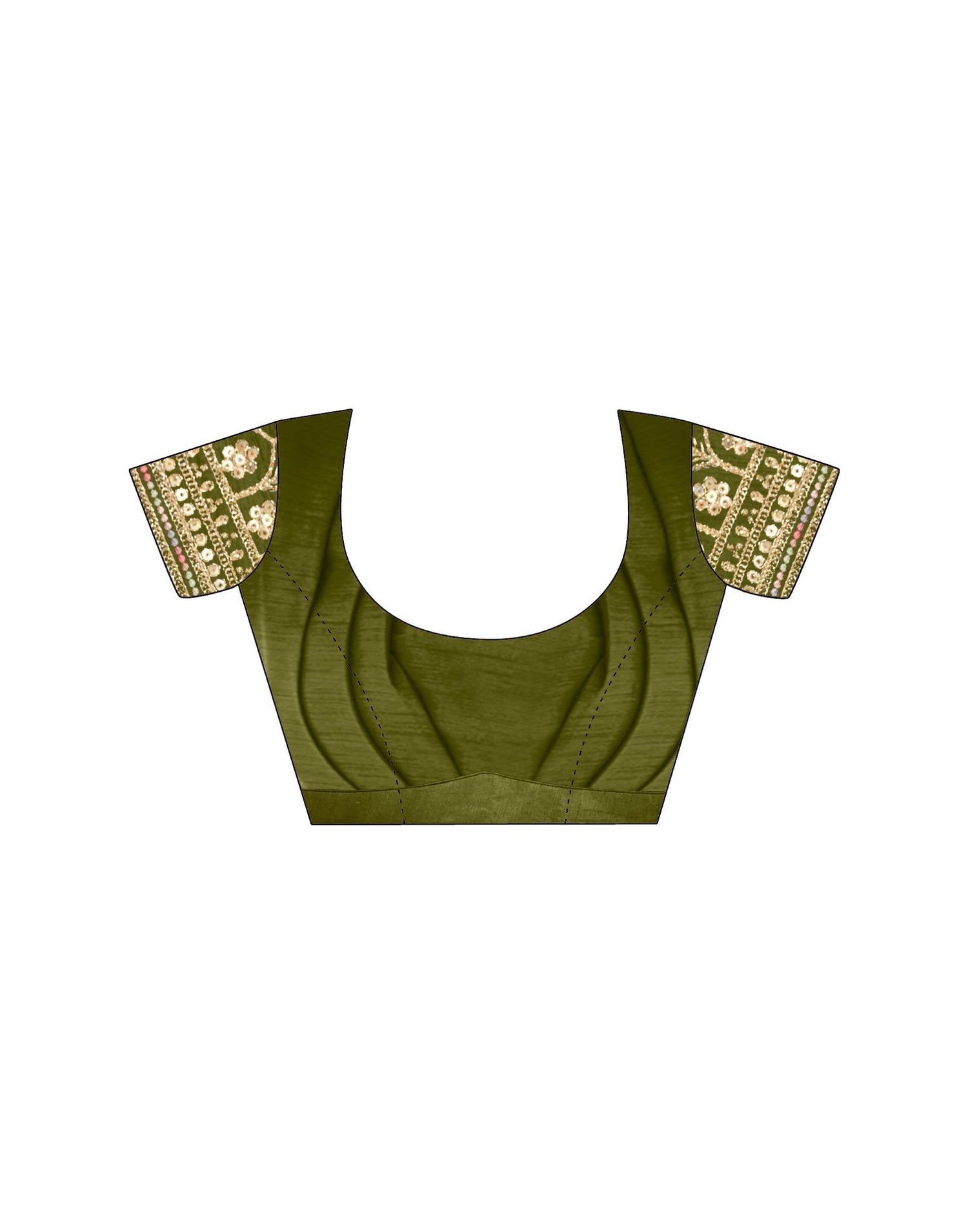 Olive Green Chinnon Sequence Lace Saree