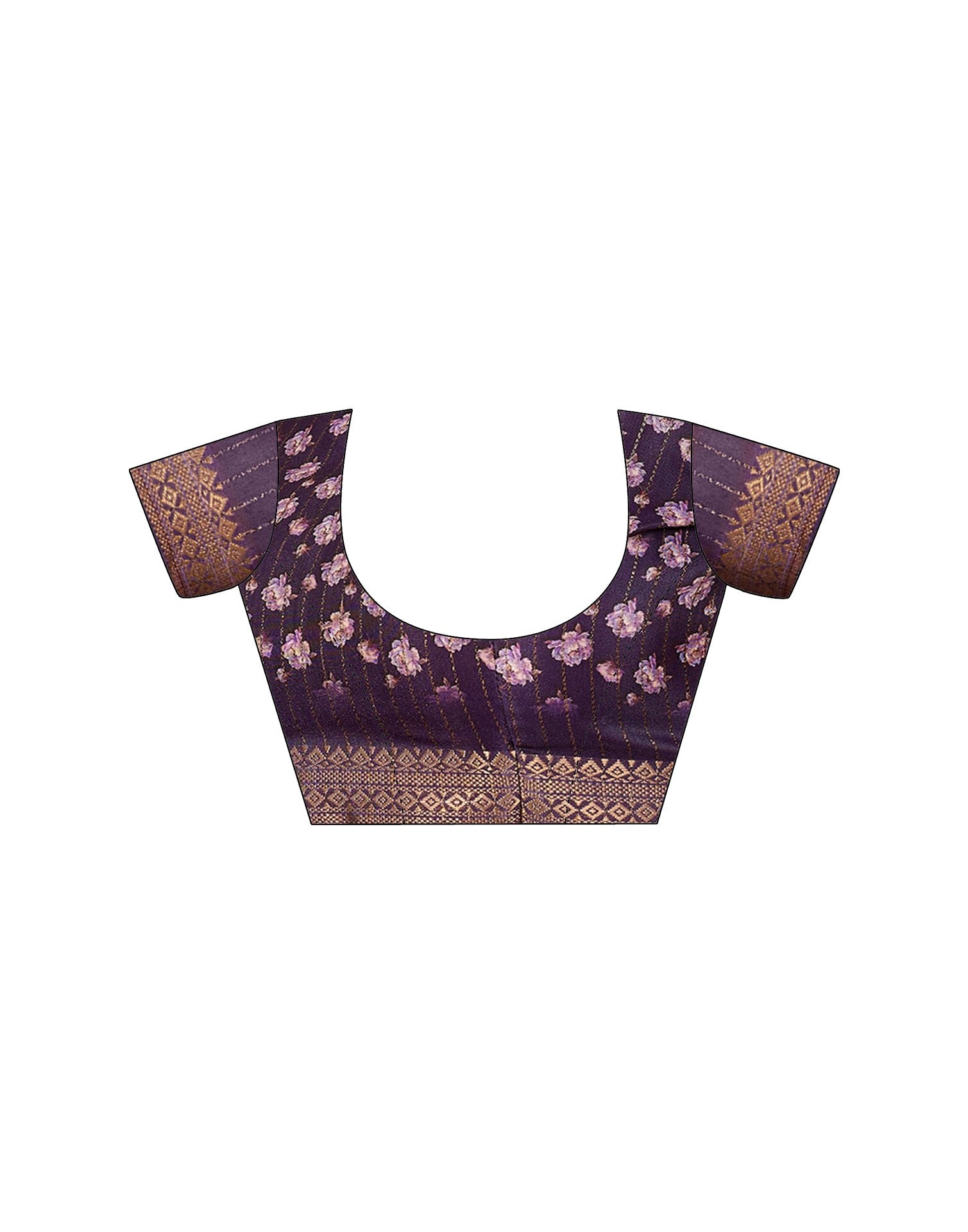 Purple Silk Floral Printed Saree