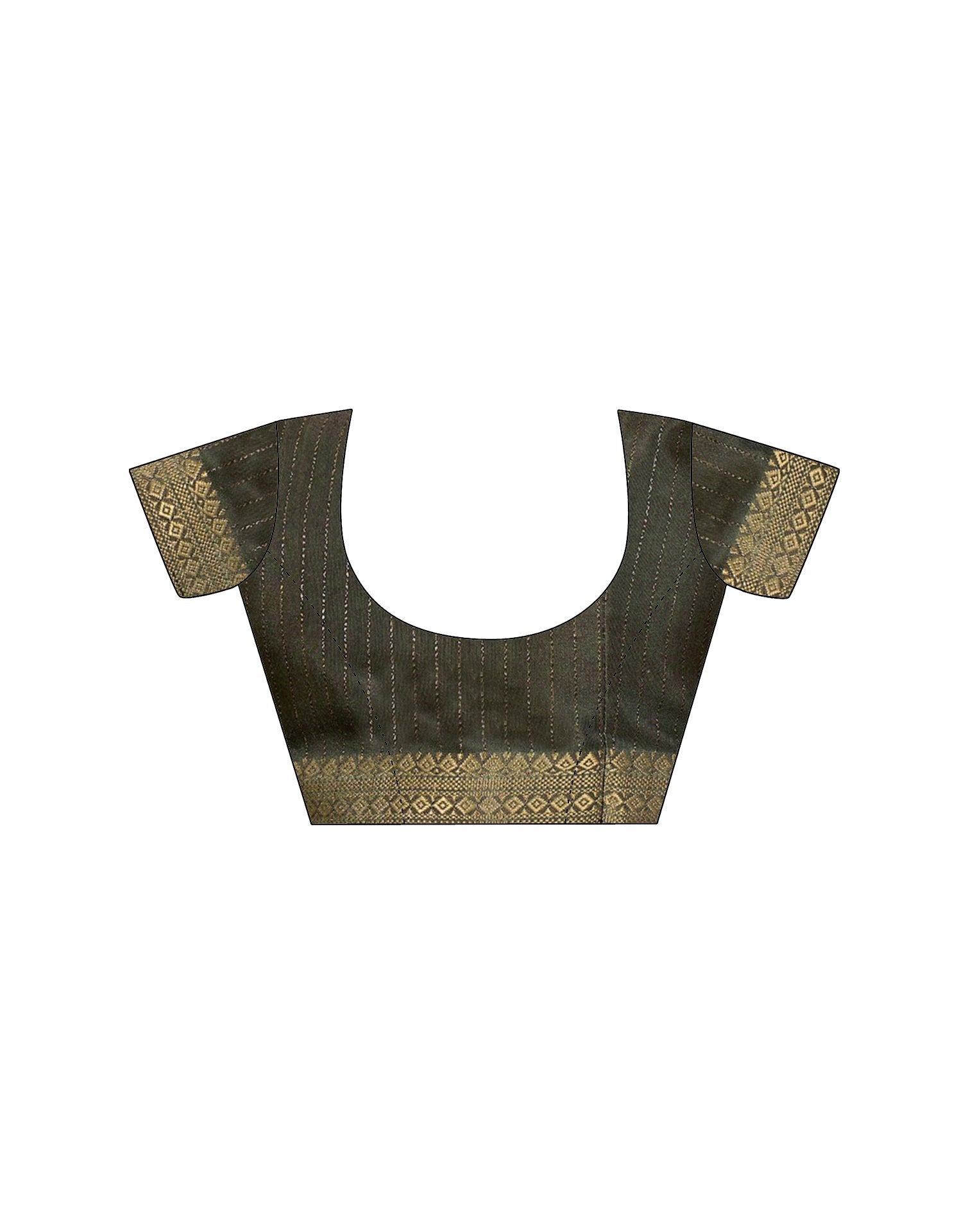 Army Green Silk Floral Printed Saree