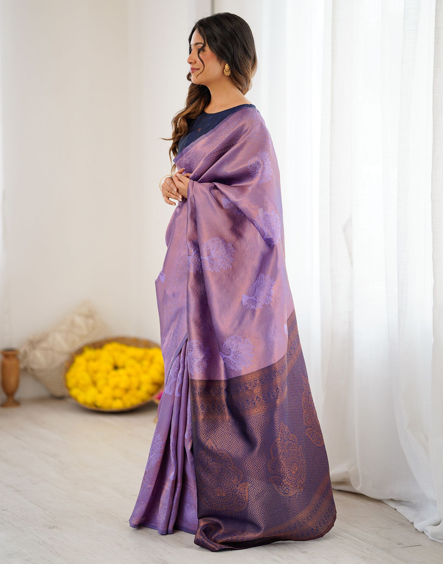 Lavender Silk Woven Saree