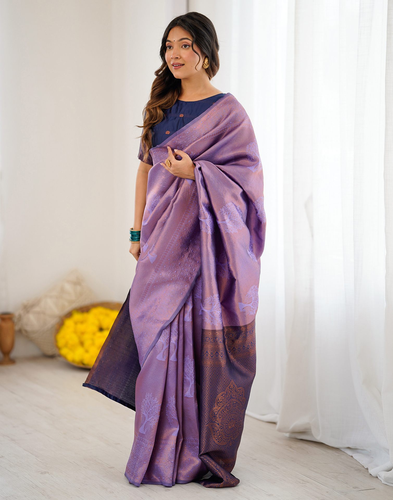 Lavender Silk Woven Saree