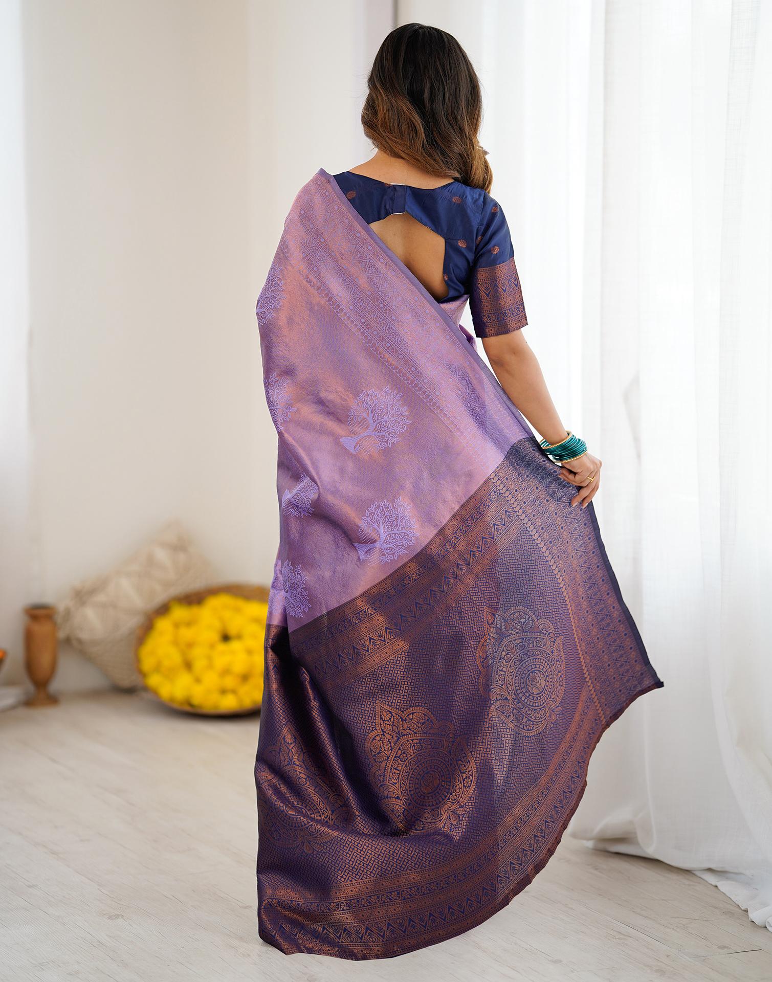 Lavender Silk Woven Saree