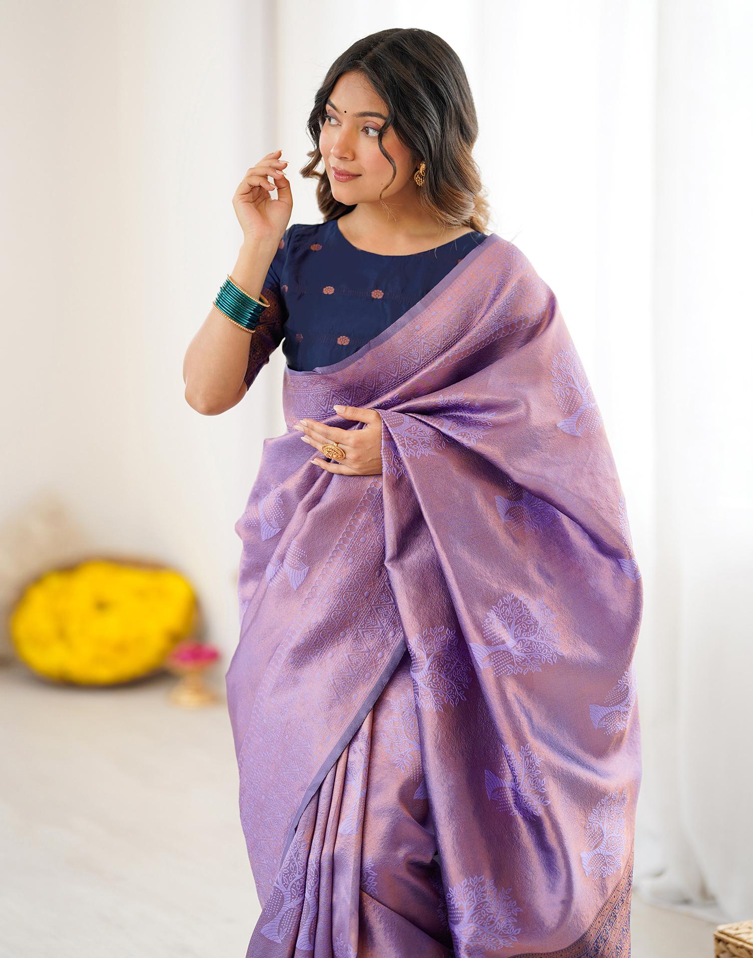 Lavender Silk Woven Saree