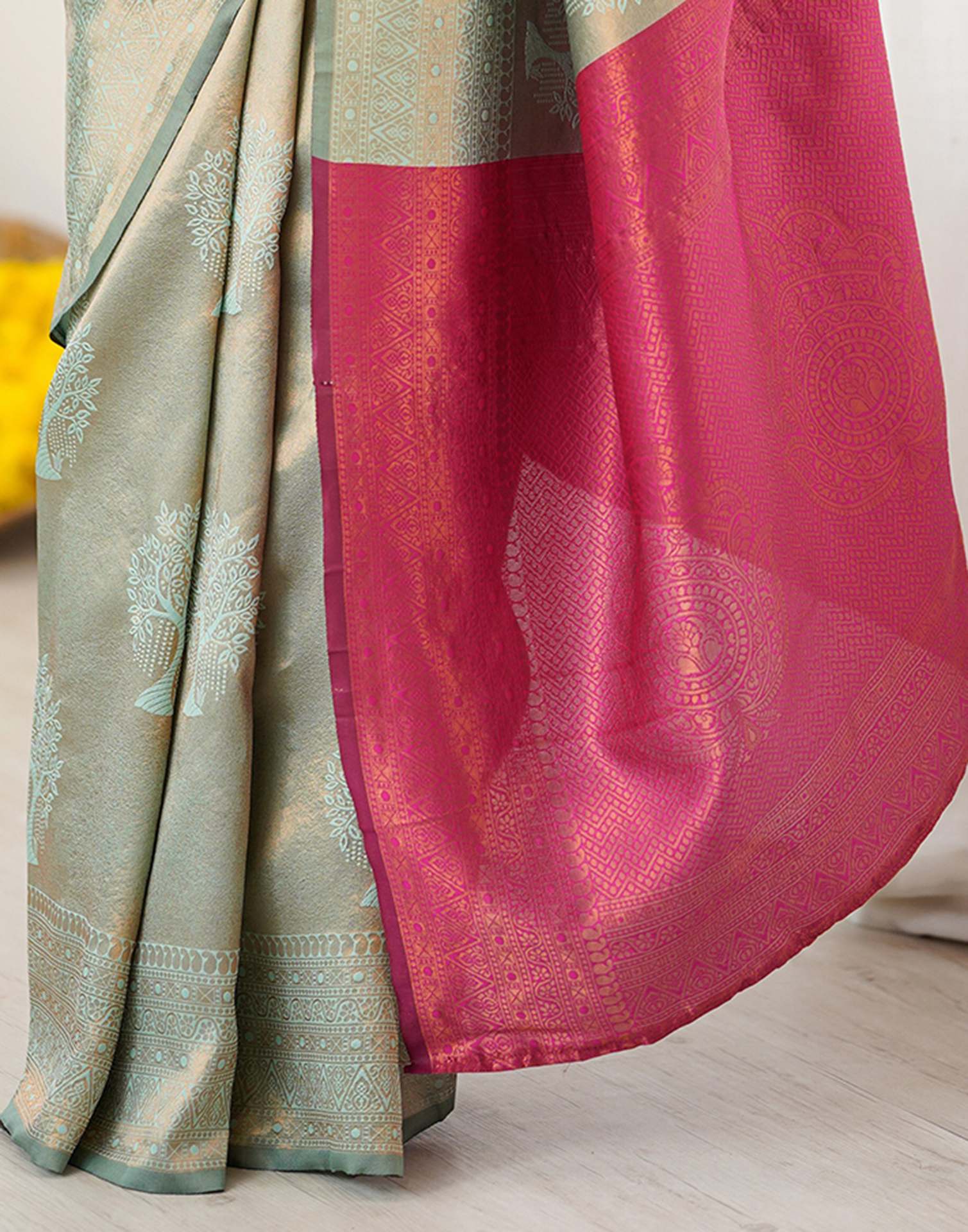 Mint Green Silk Woven Saree