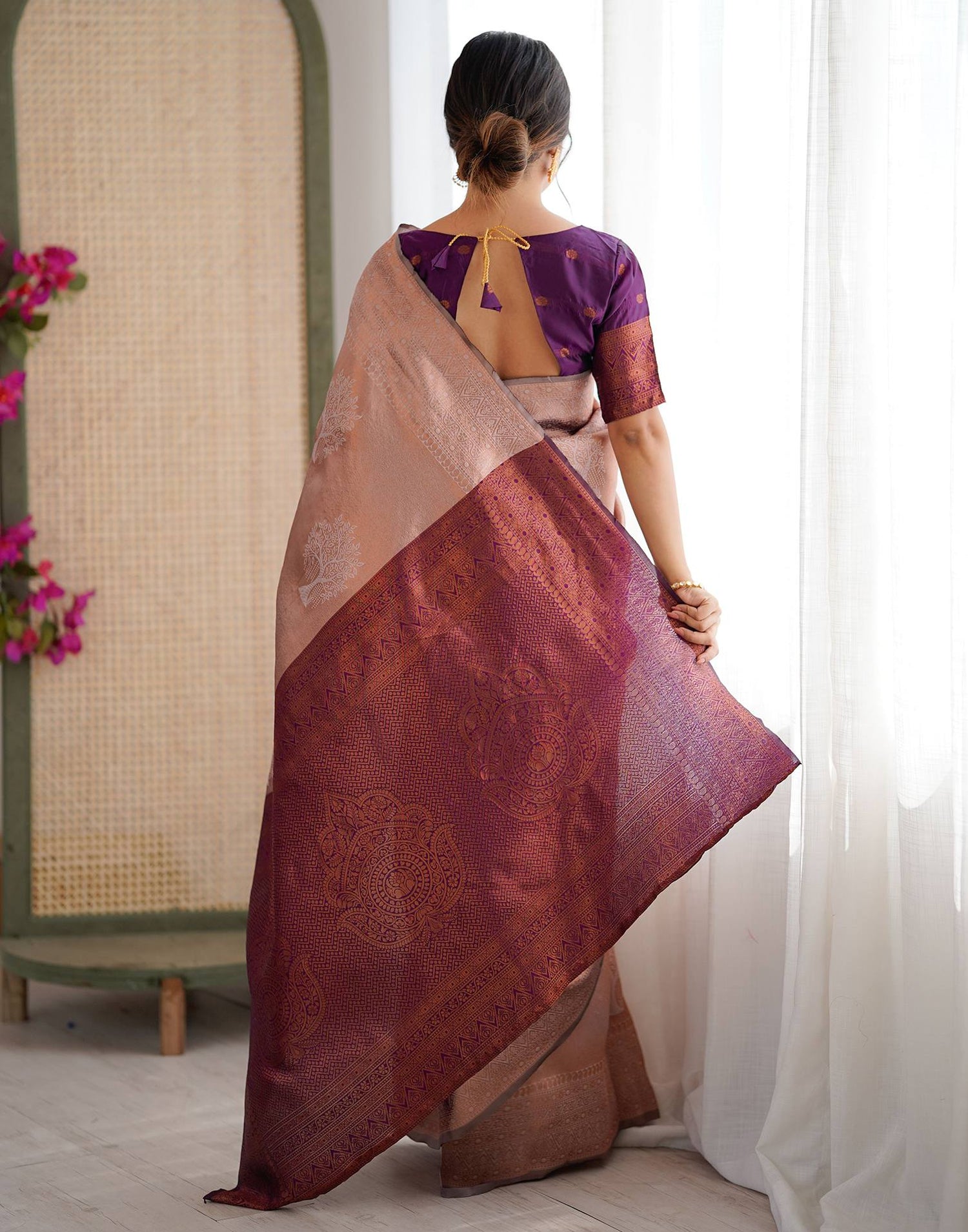 Mauve Silk Woven Saree
