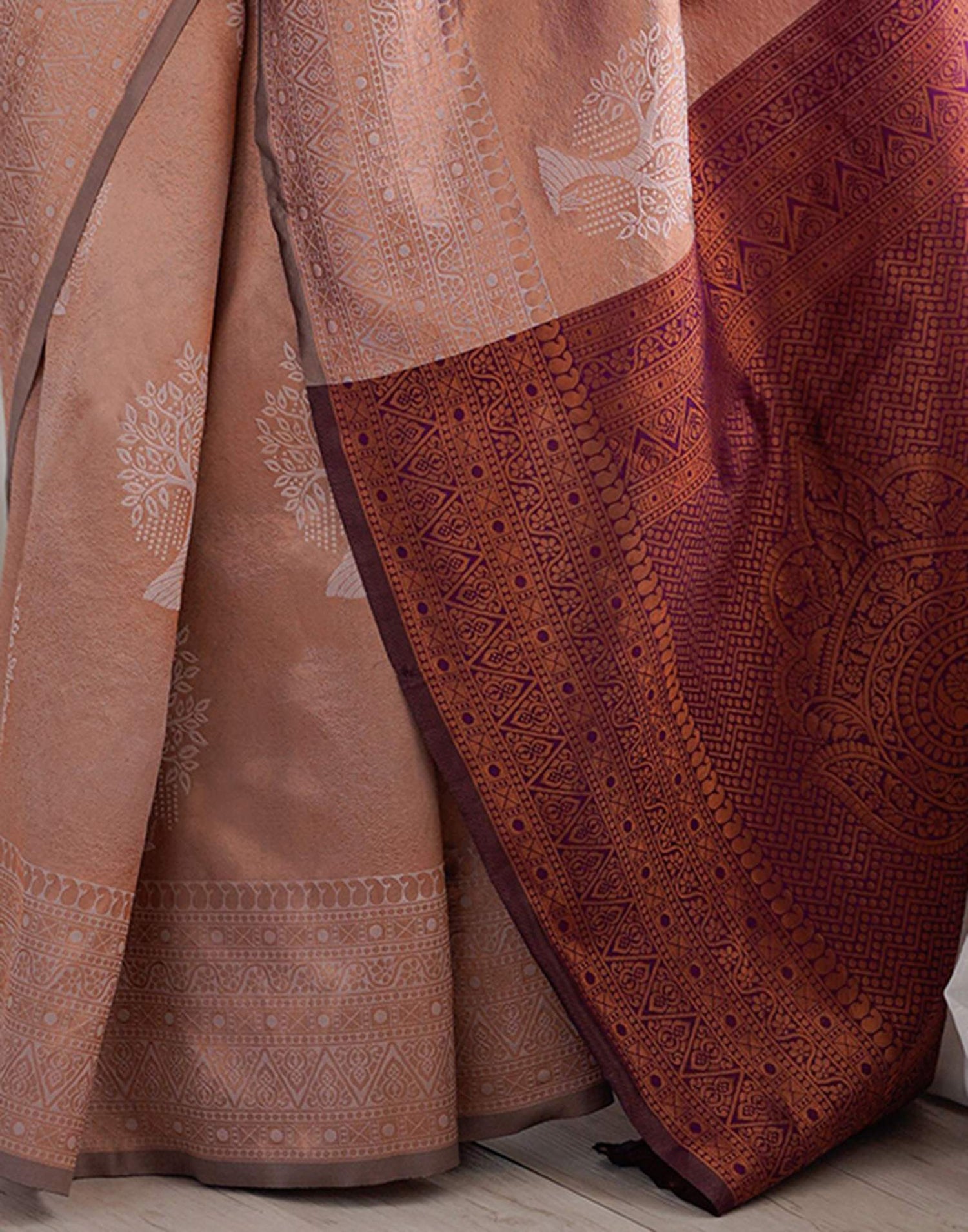 Mauve Silk Woven Saree