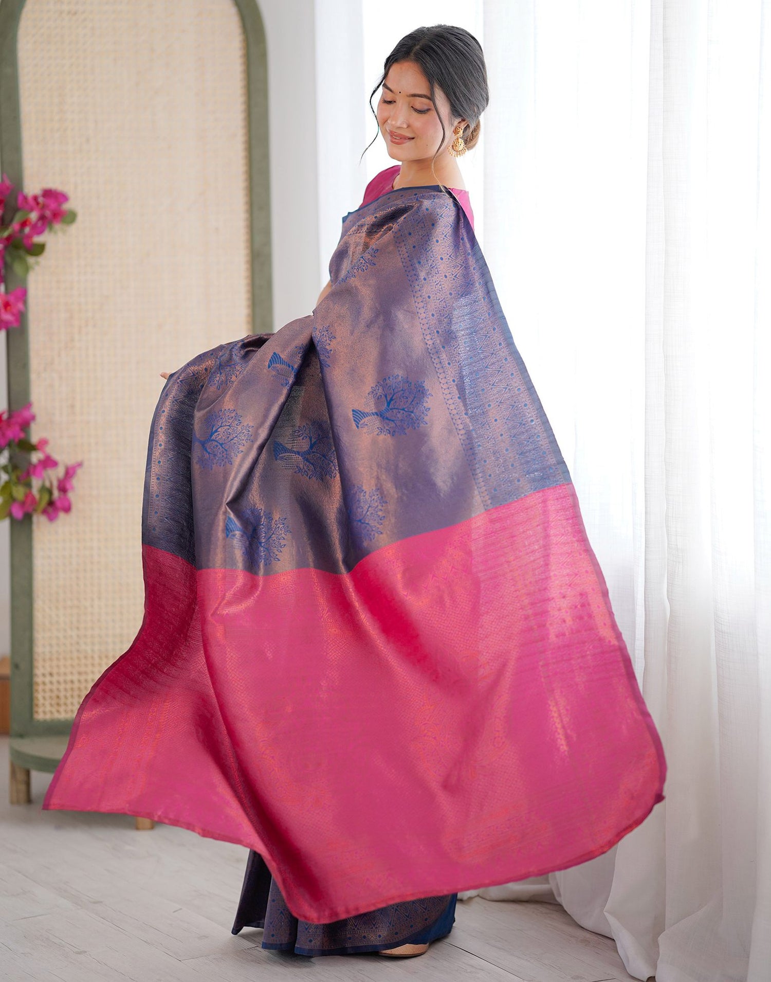 Rama Blue Silk Woven Banarasi Saree