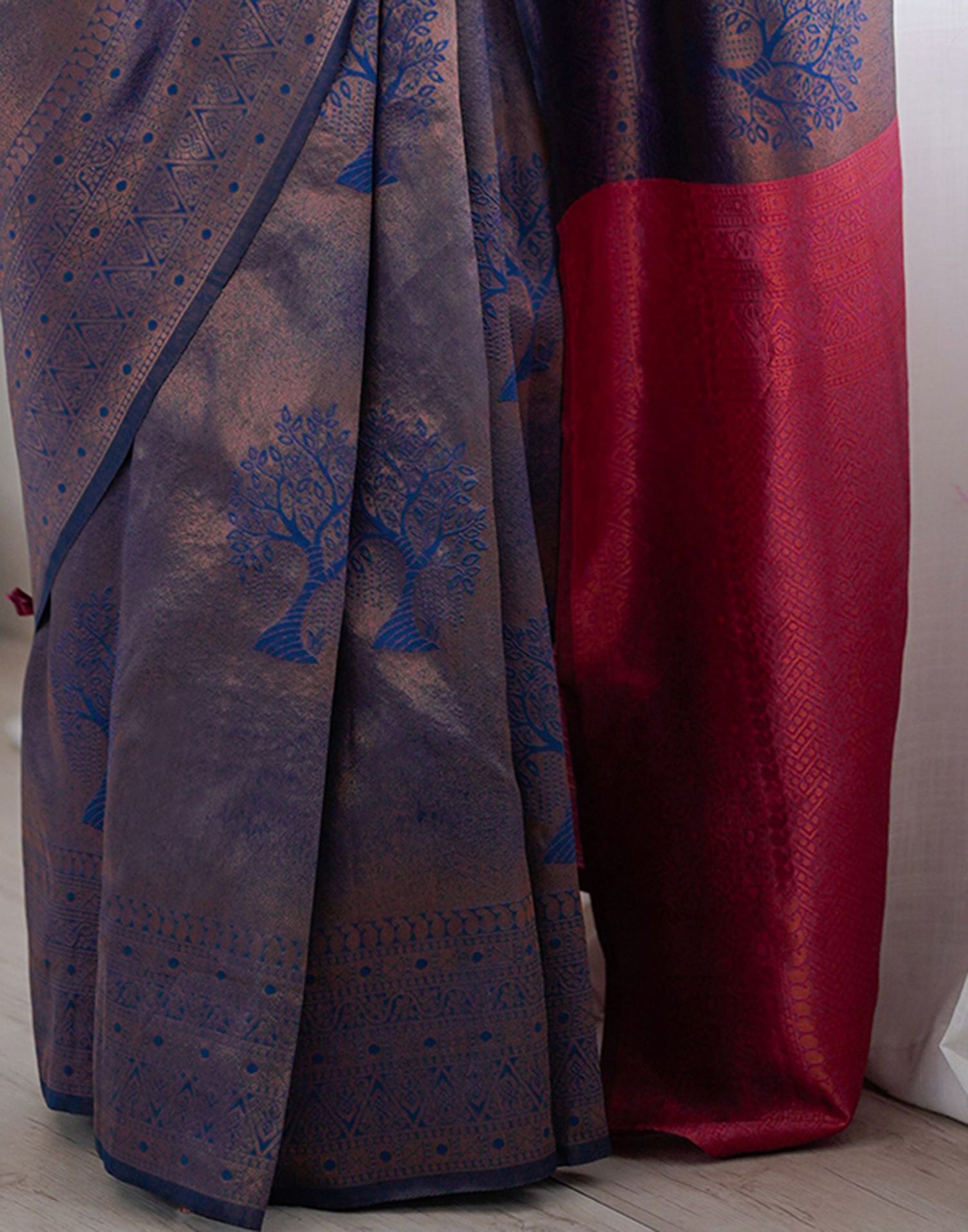 Rama Blue Silk Woven Banarasi Saree