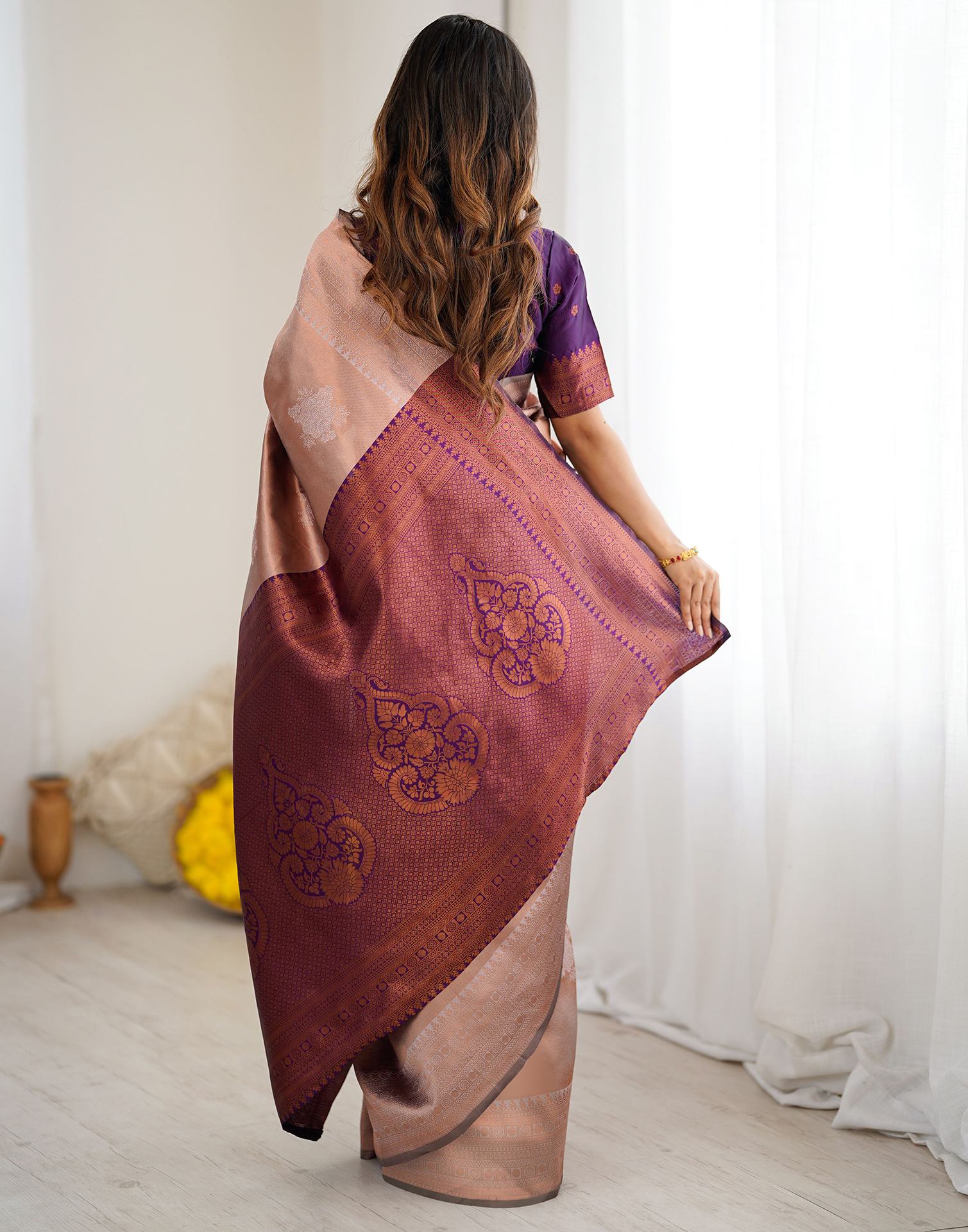 Mauve Silk Woven Saree