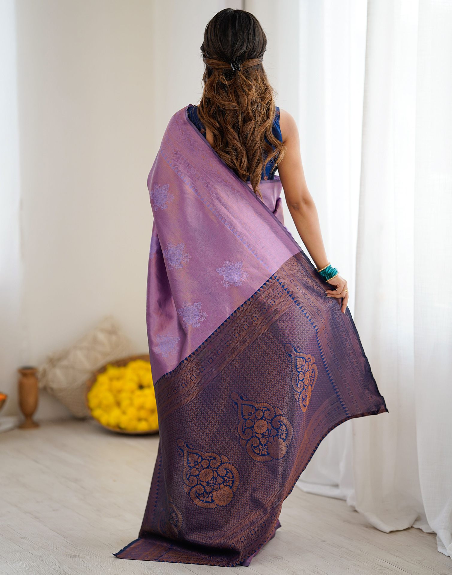 Lavender Silk Woven Saree