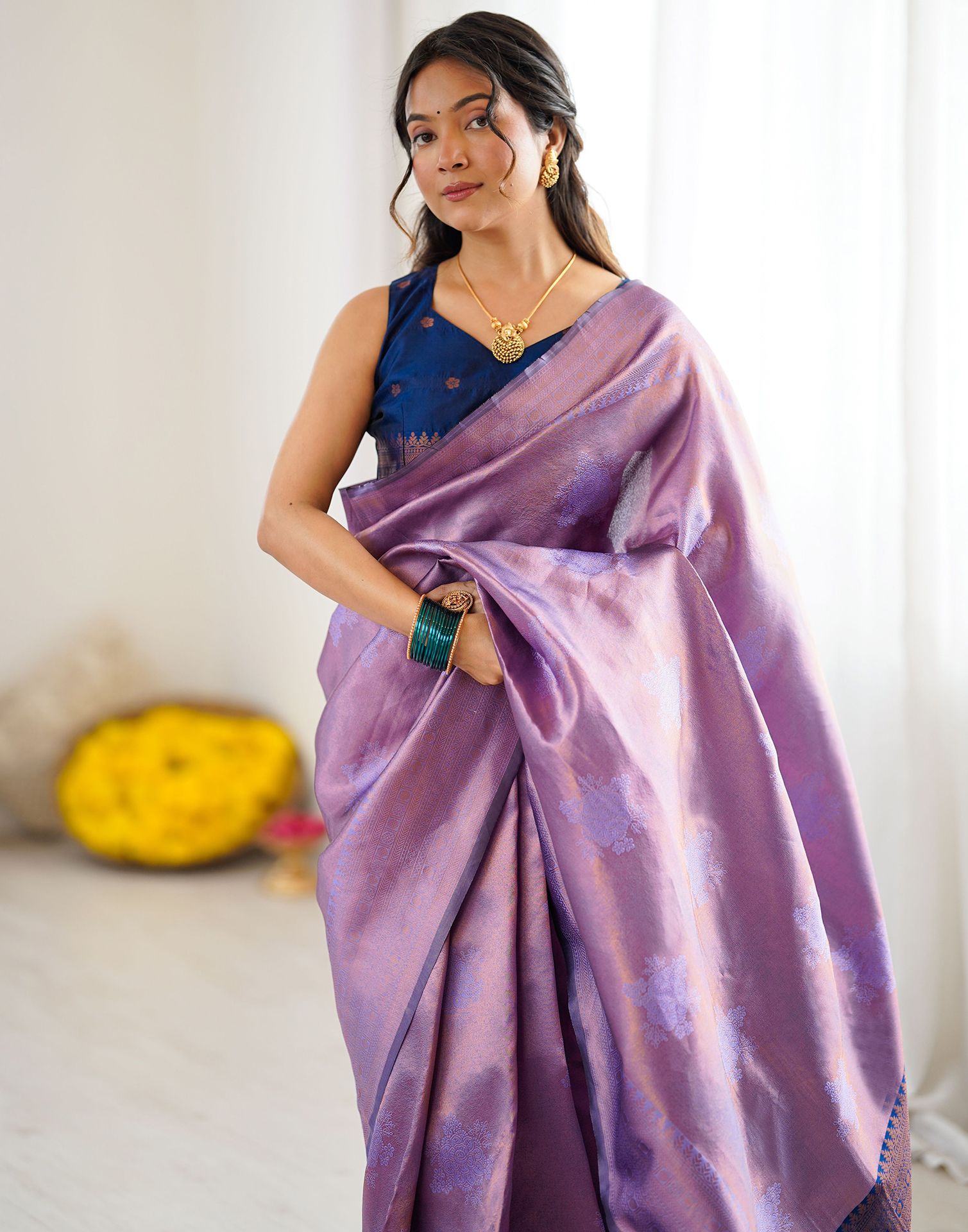 Lavender Silk Woven Saree