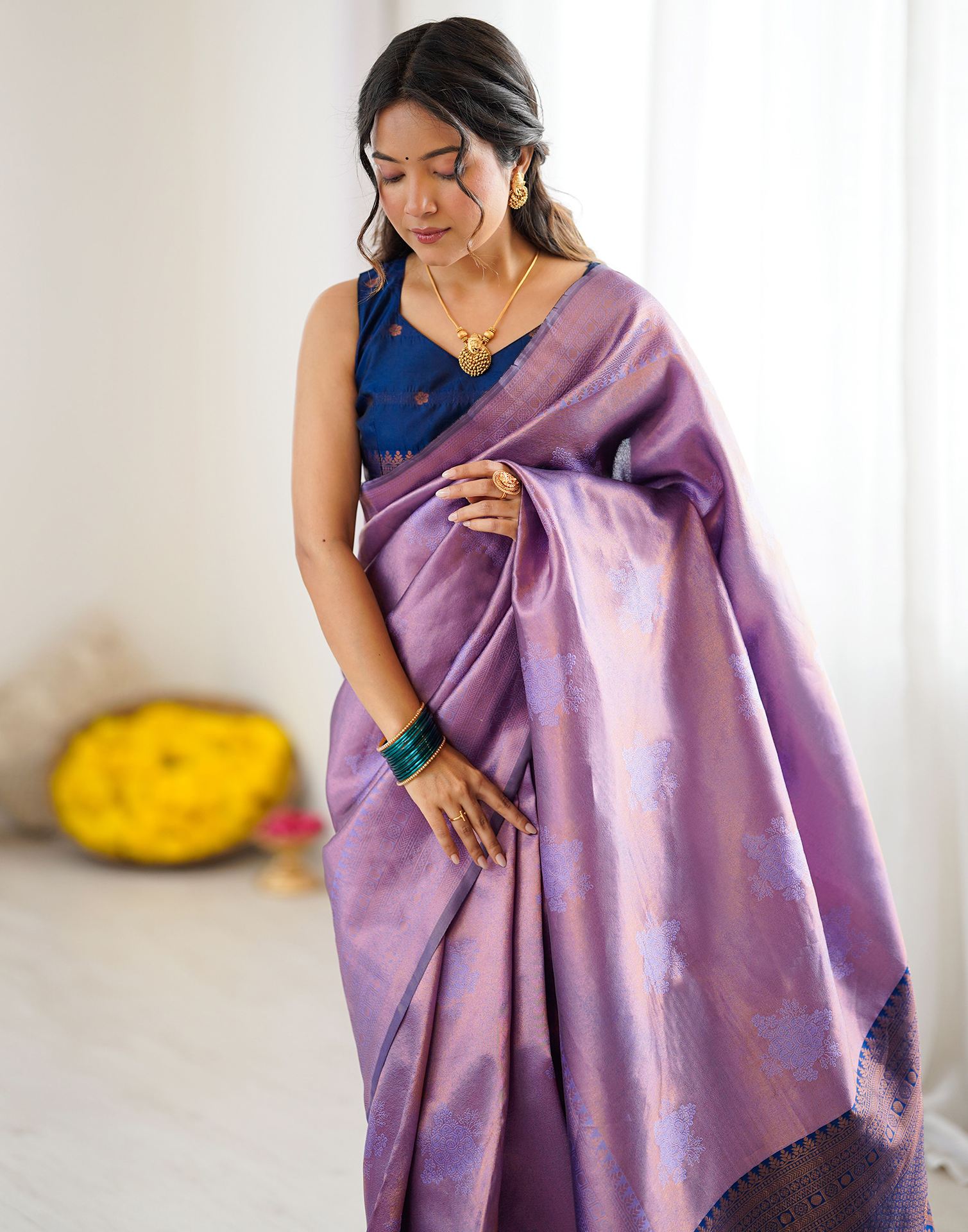 Lavender Silk Woven Saree