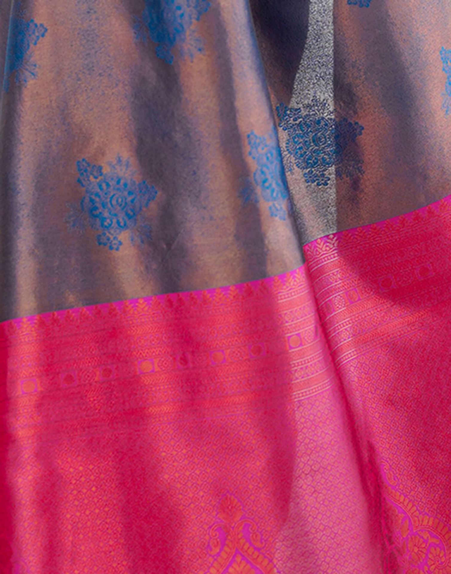 Rama Blue Silk Woven Saree