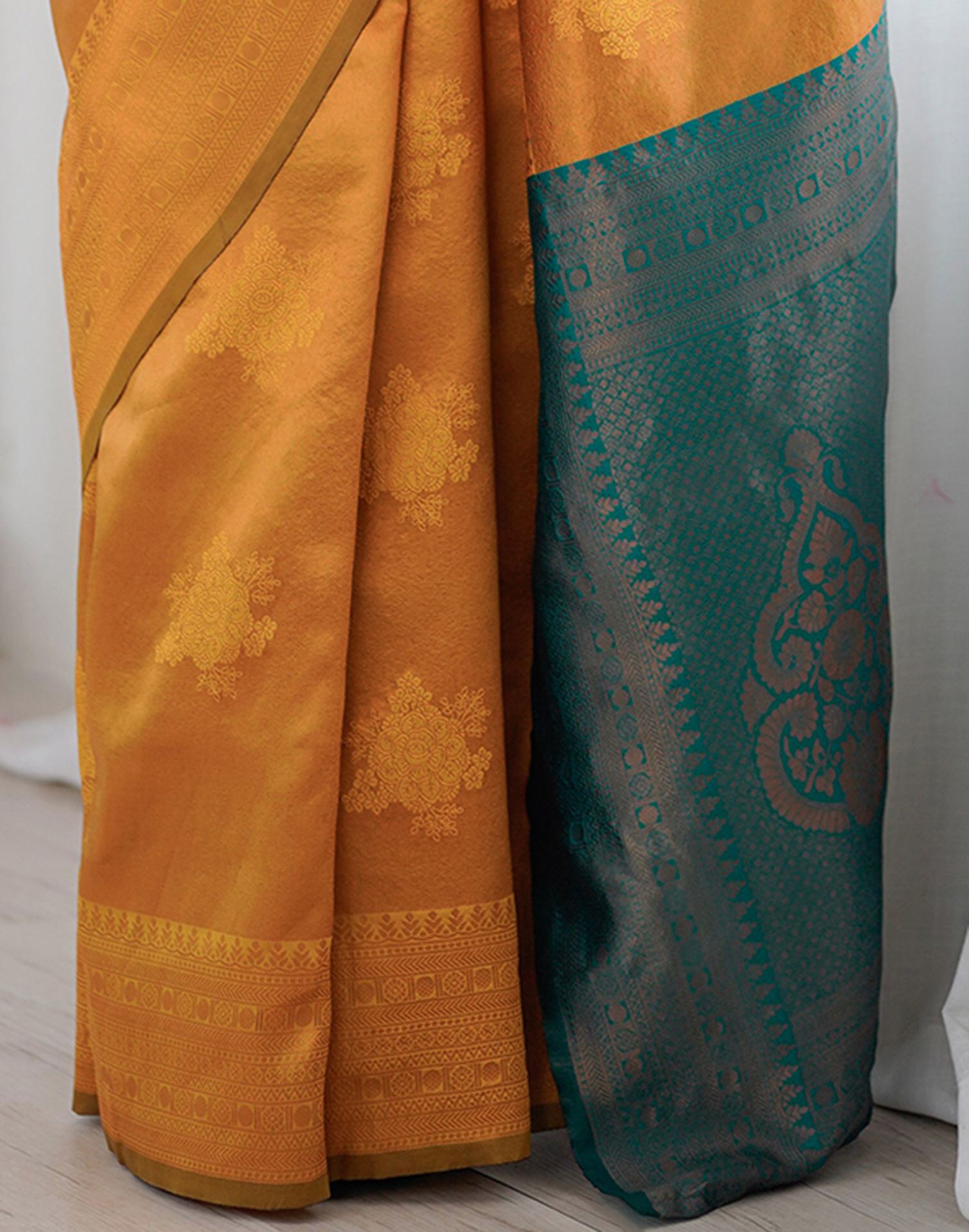 Yellow Silk Woven Saree