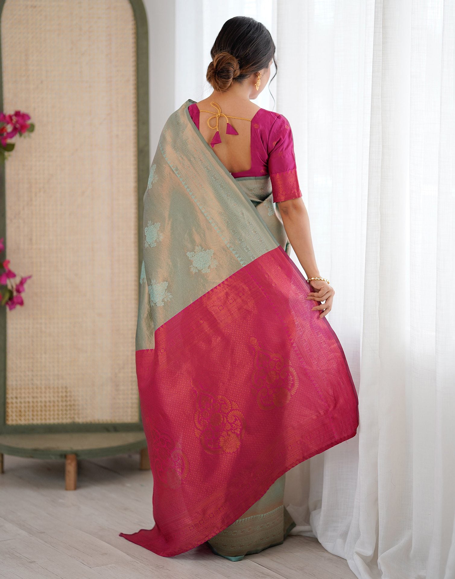 Mint Green Silk Woven Saree