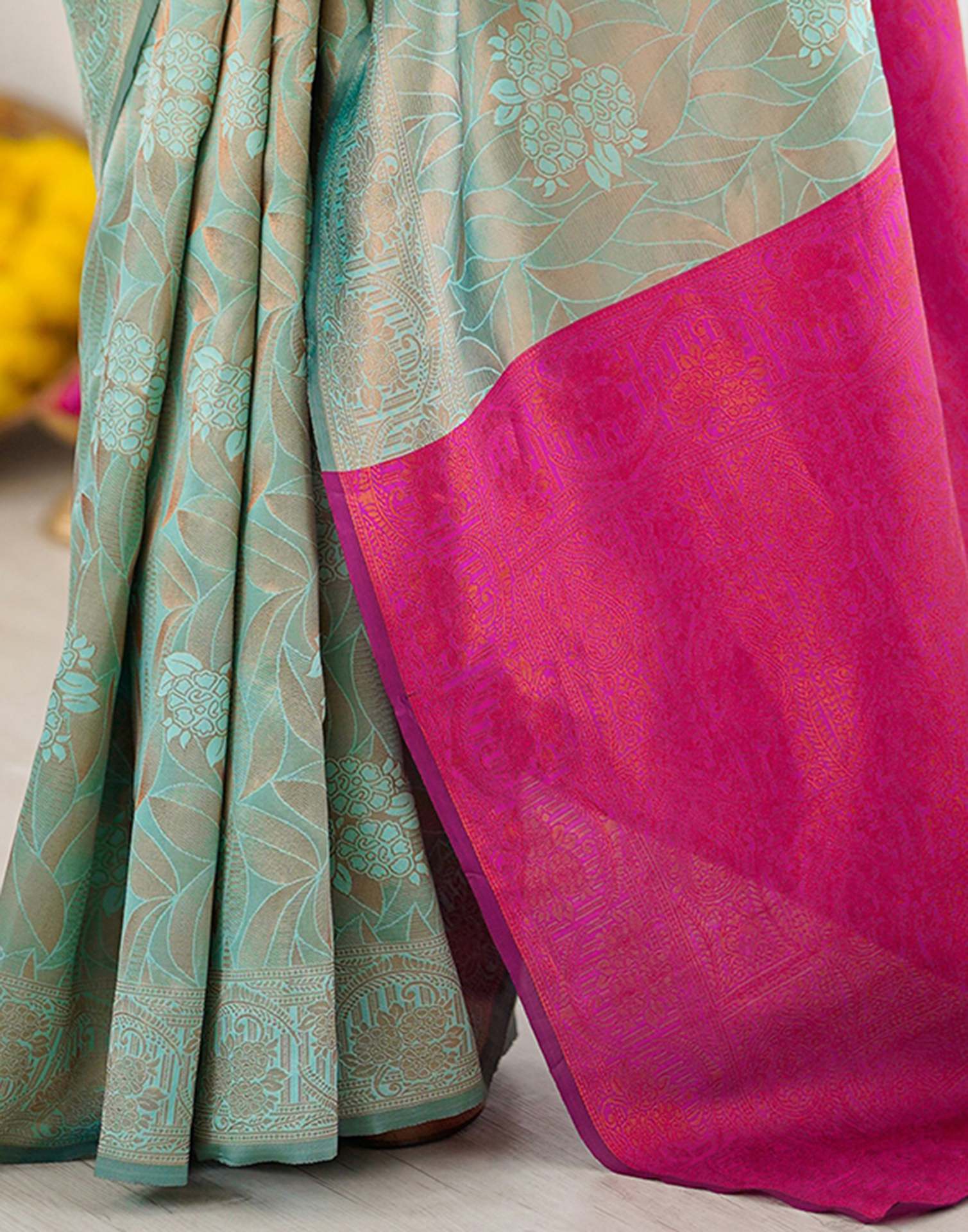 Mint Green Silk Woven Saree